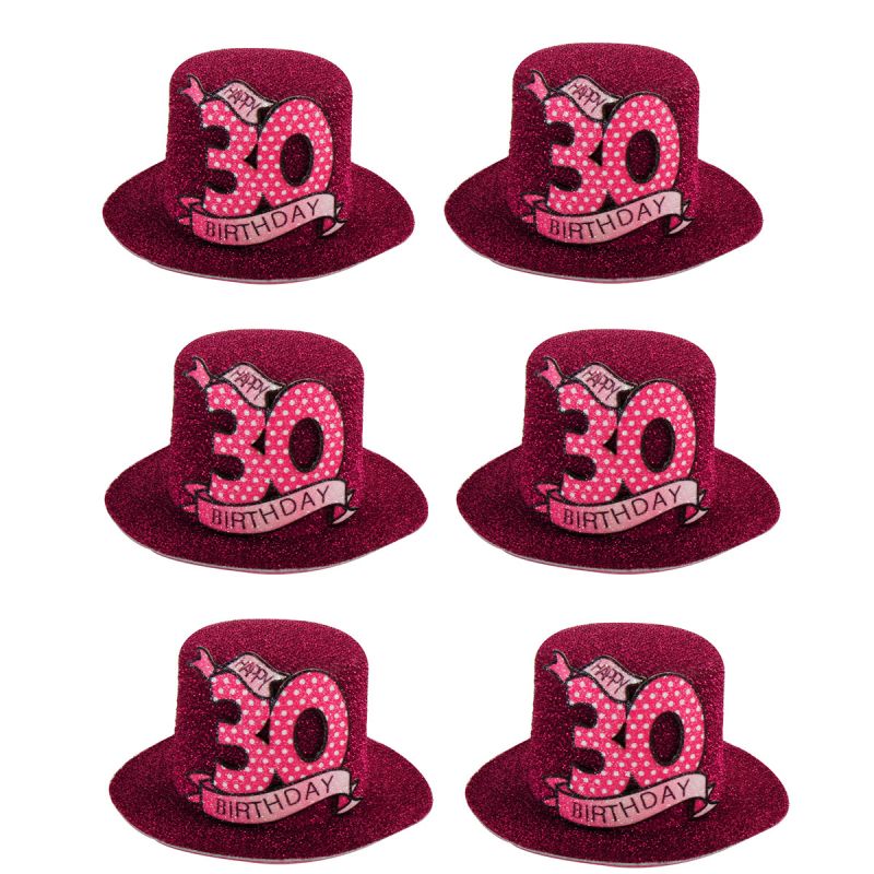 6 Hüte mit Clip "Happy 30 Birthday" Geburtstagshüte Geburtstagshut Partyhut 
