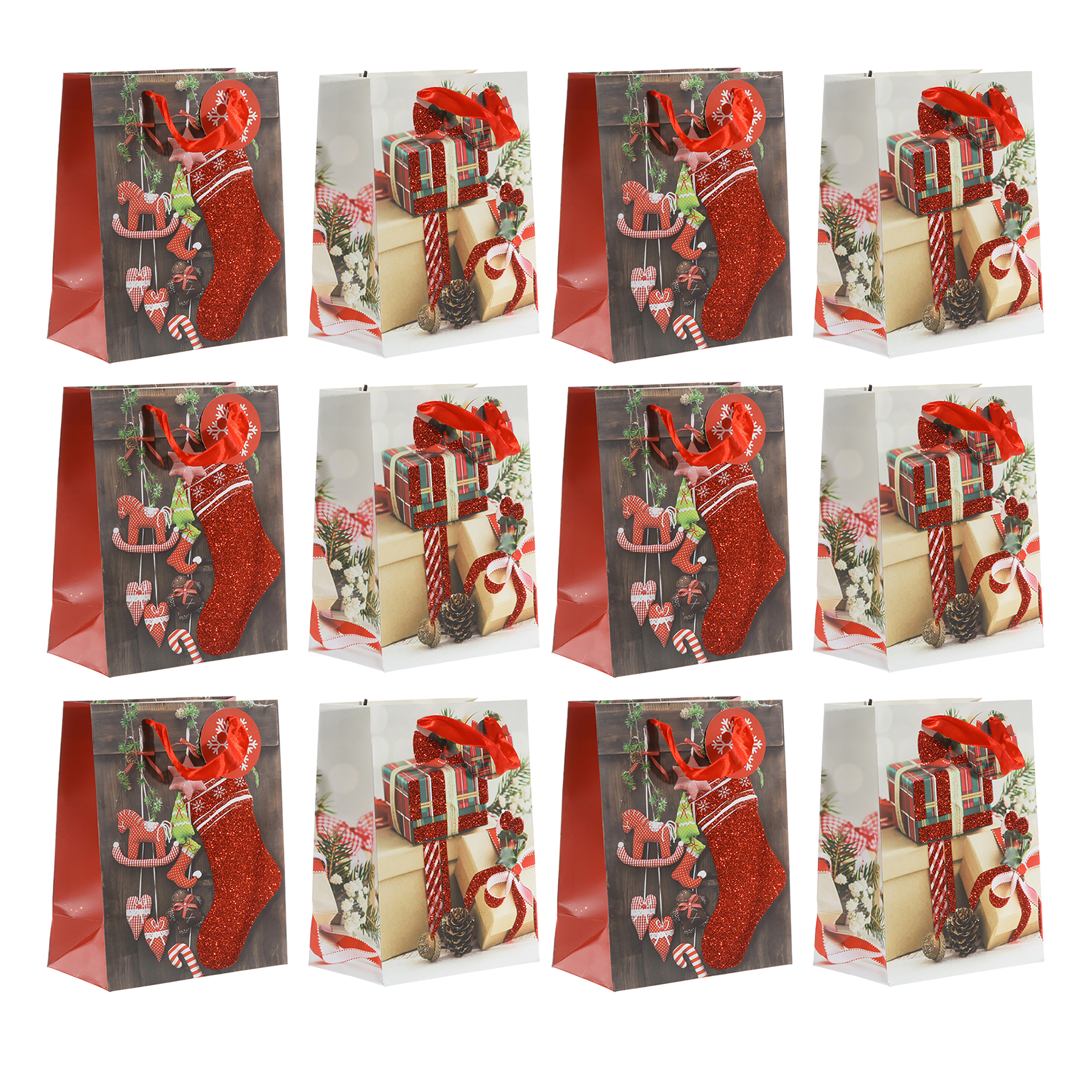 12-tlg. Set Geschenktüten mit stimmungsvollen Motiven
