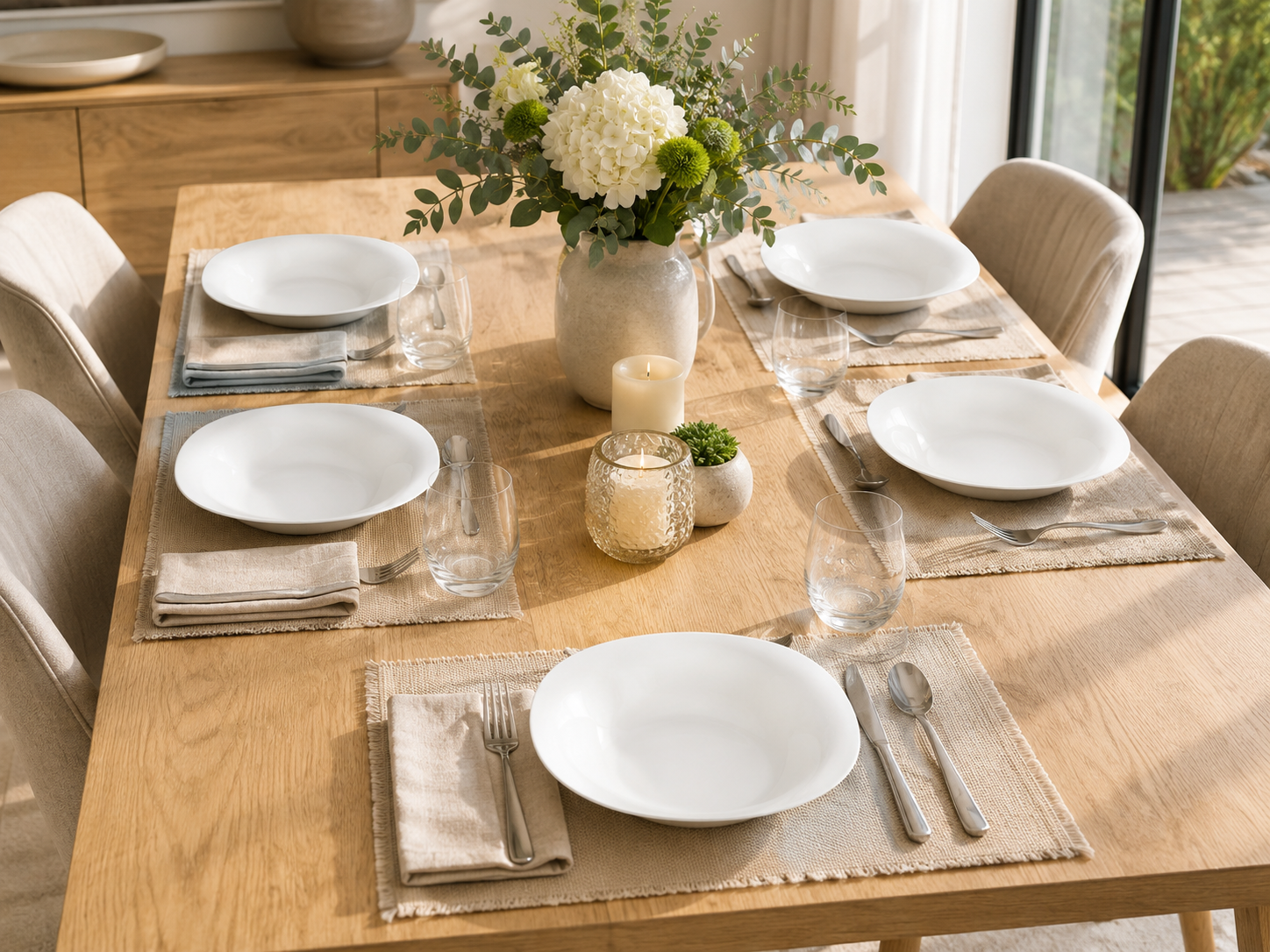 Geschirr "Edge White Studio" aus weißem Opal--Glas - eckige Form -