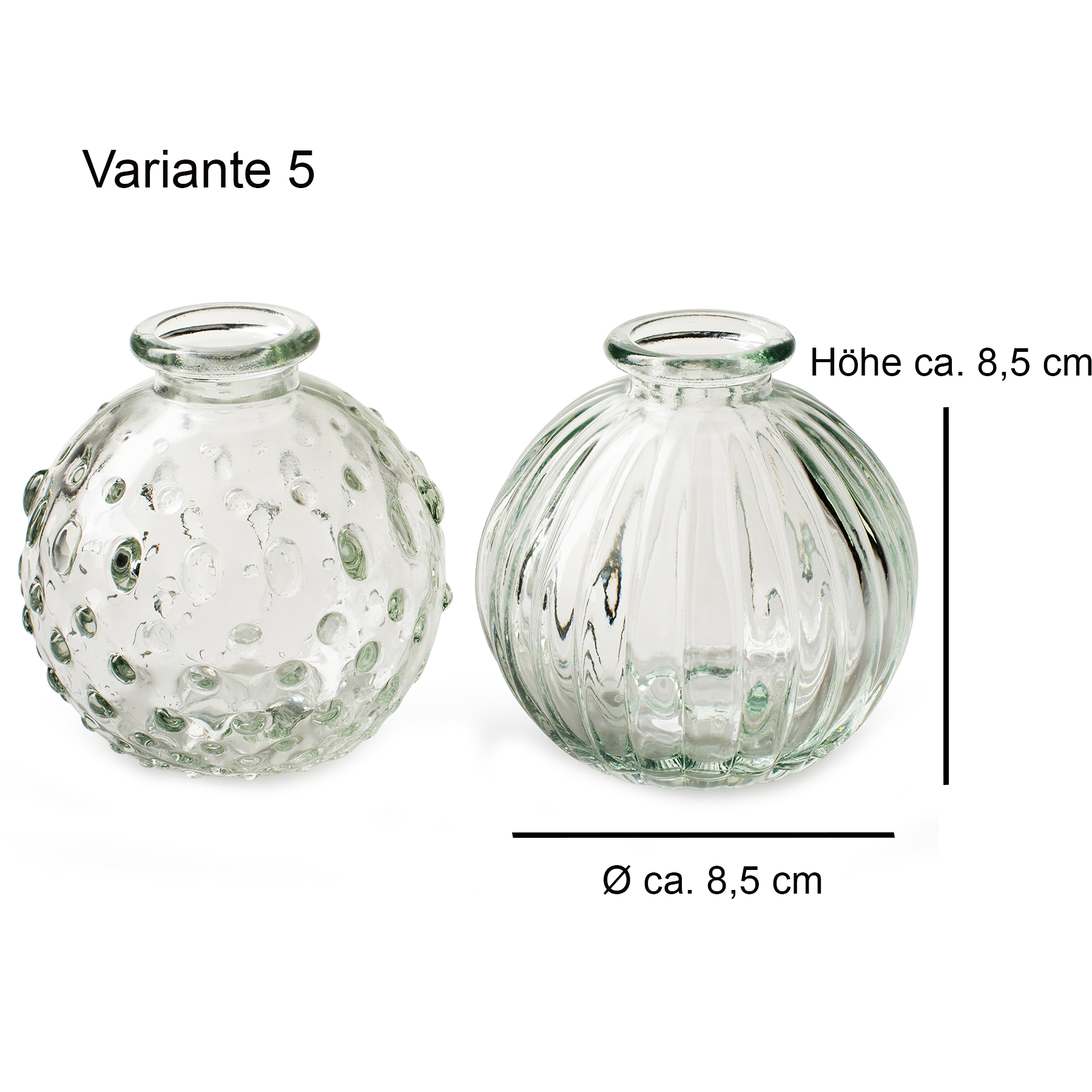 12 x kleine Vasen aus Glas Vintage in zauberhaften Designs