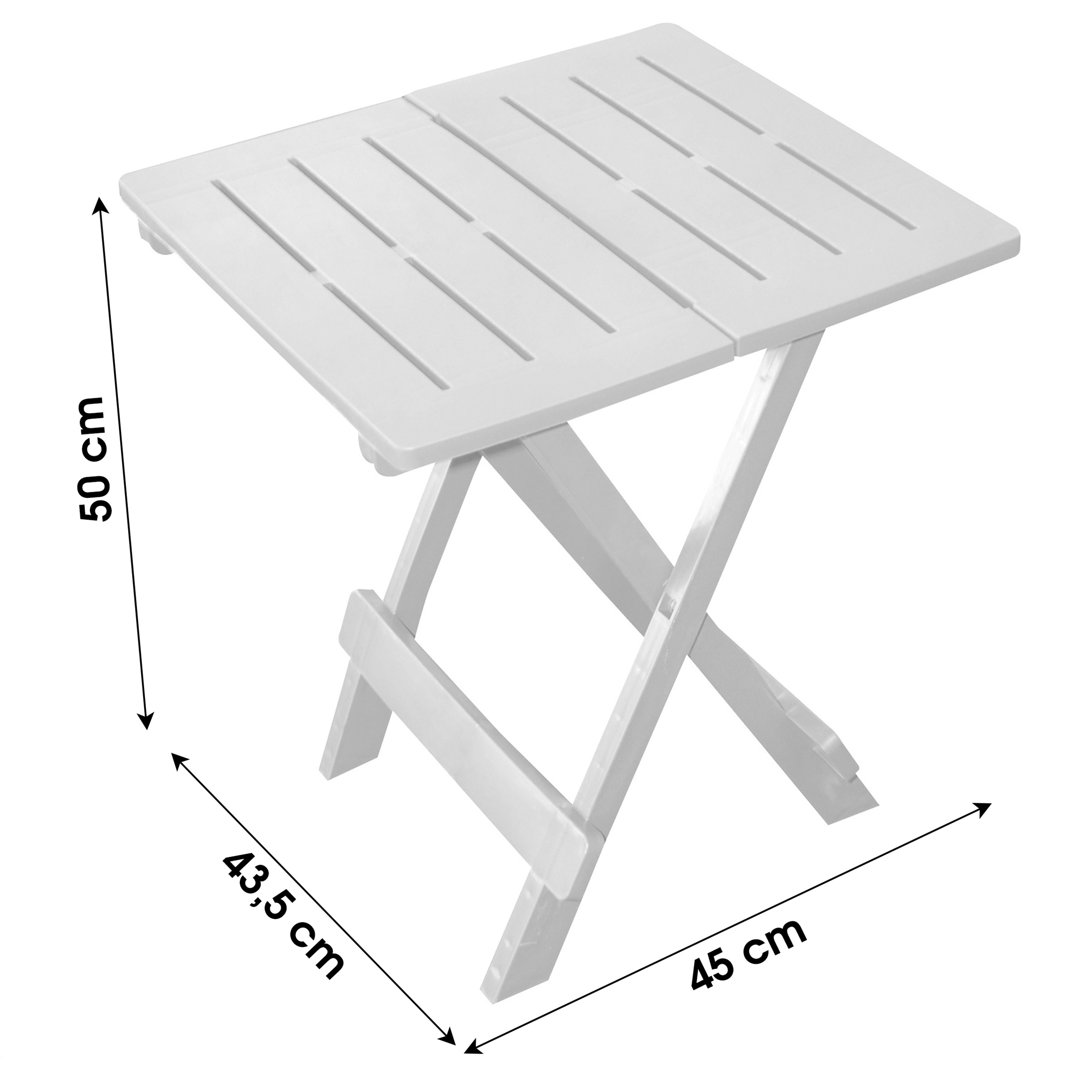 Klapptisch aus wetterfestem Kunststoff 44 x 44 x 50 cm