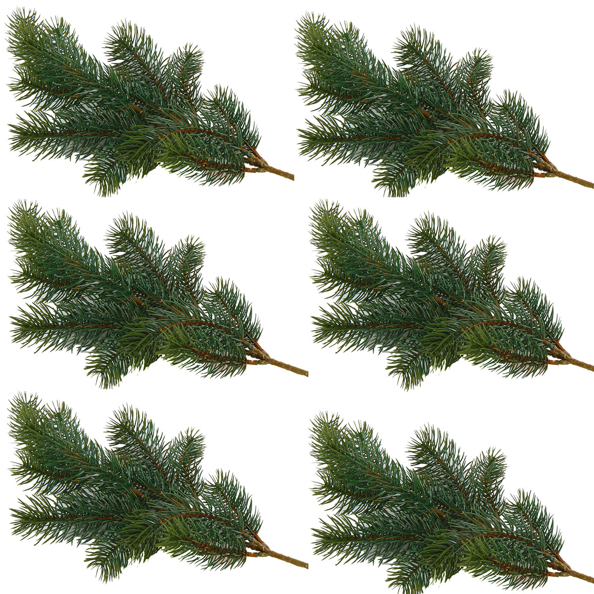 6 x Tannenzweige künstlich naturgetreu L ca. 45 cm / 13 Triebe für innen und außen
