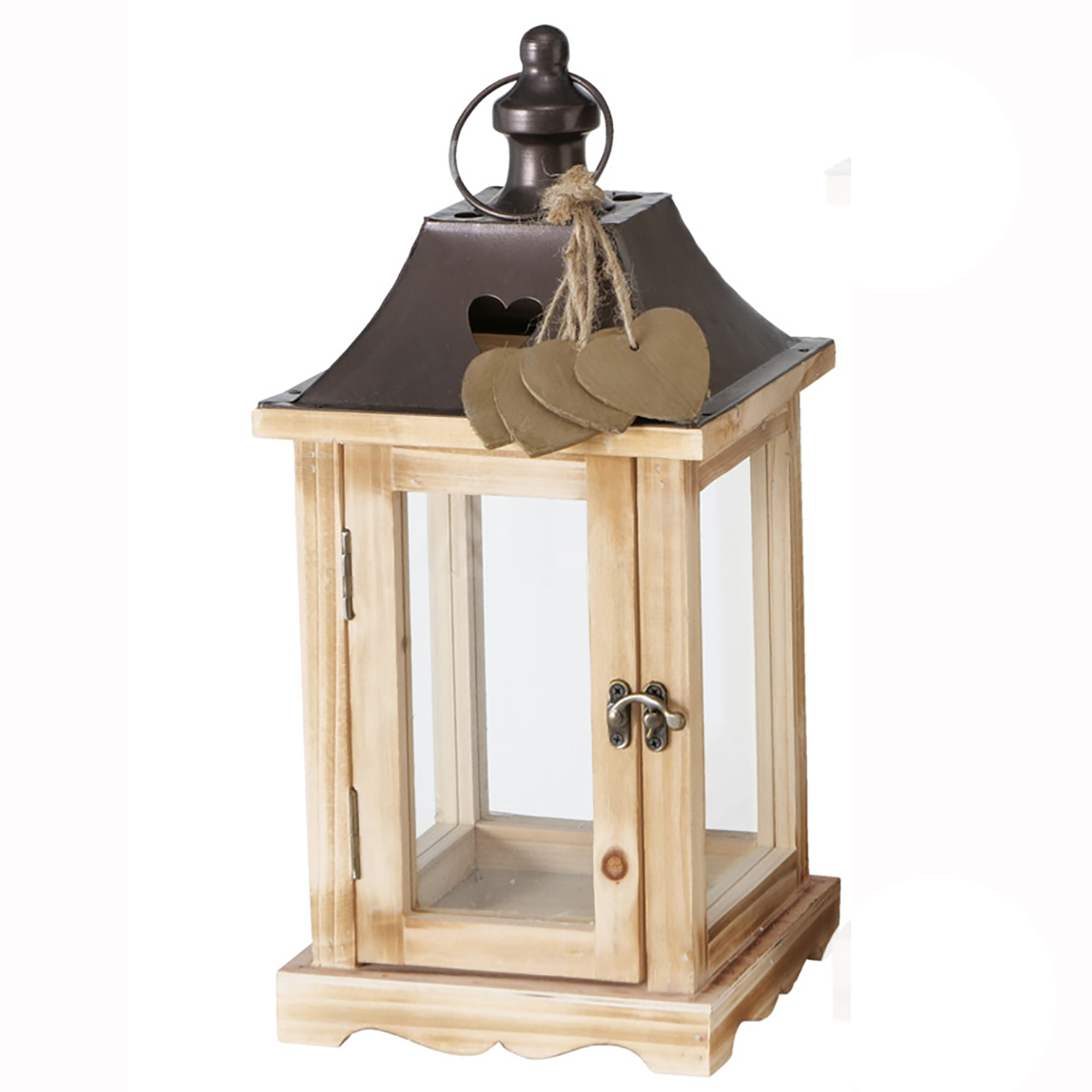 Laterne "Salzburg" aus Holz mit persönlicher Gravur zur Hochzeit H 40/54 cm