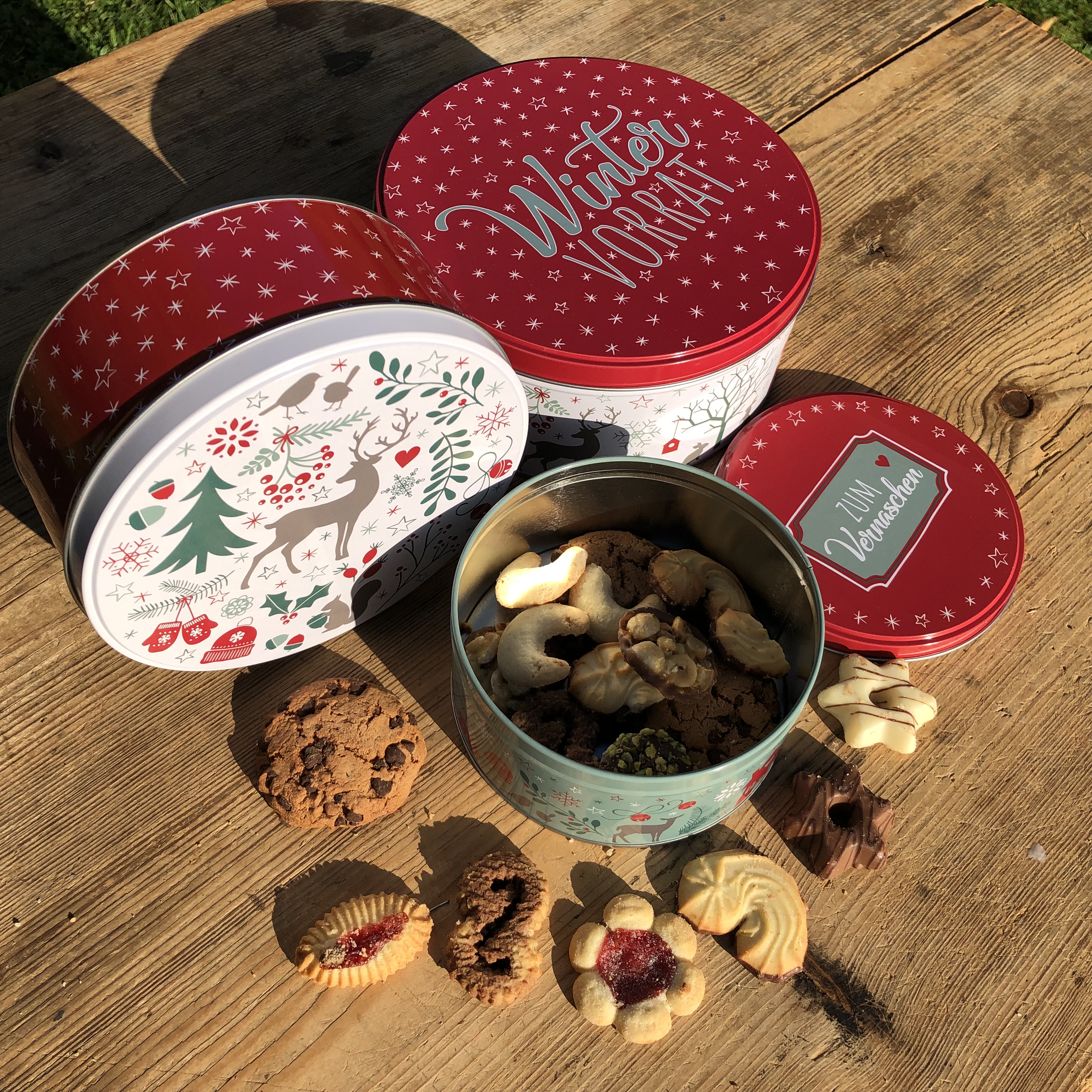 3-tlg. Set Gebäckdosen mit weihnachtlichen Motiven