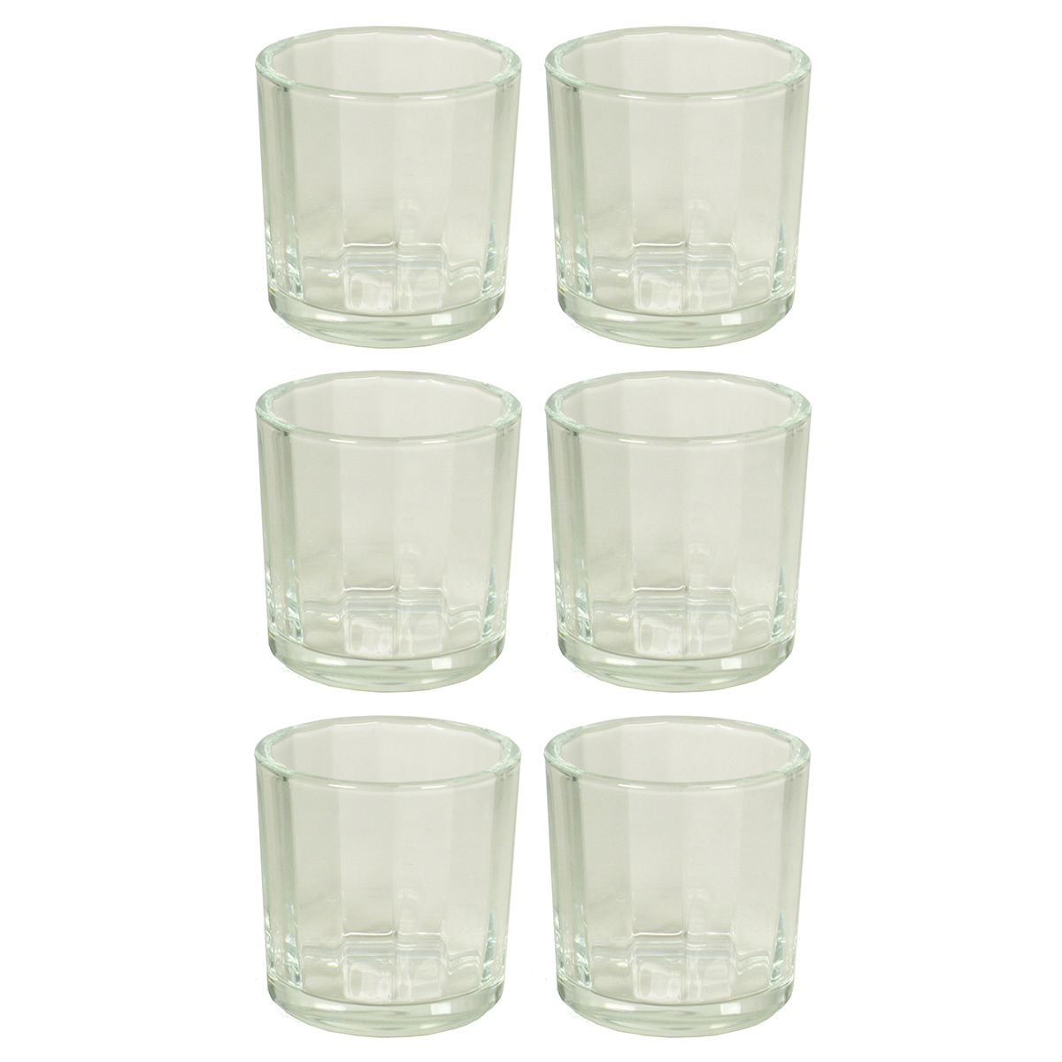 6 x Zylinder-Windlichter "heavy", geschliffene Optik 14 cm