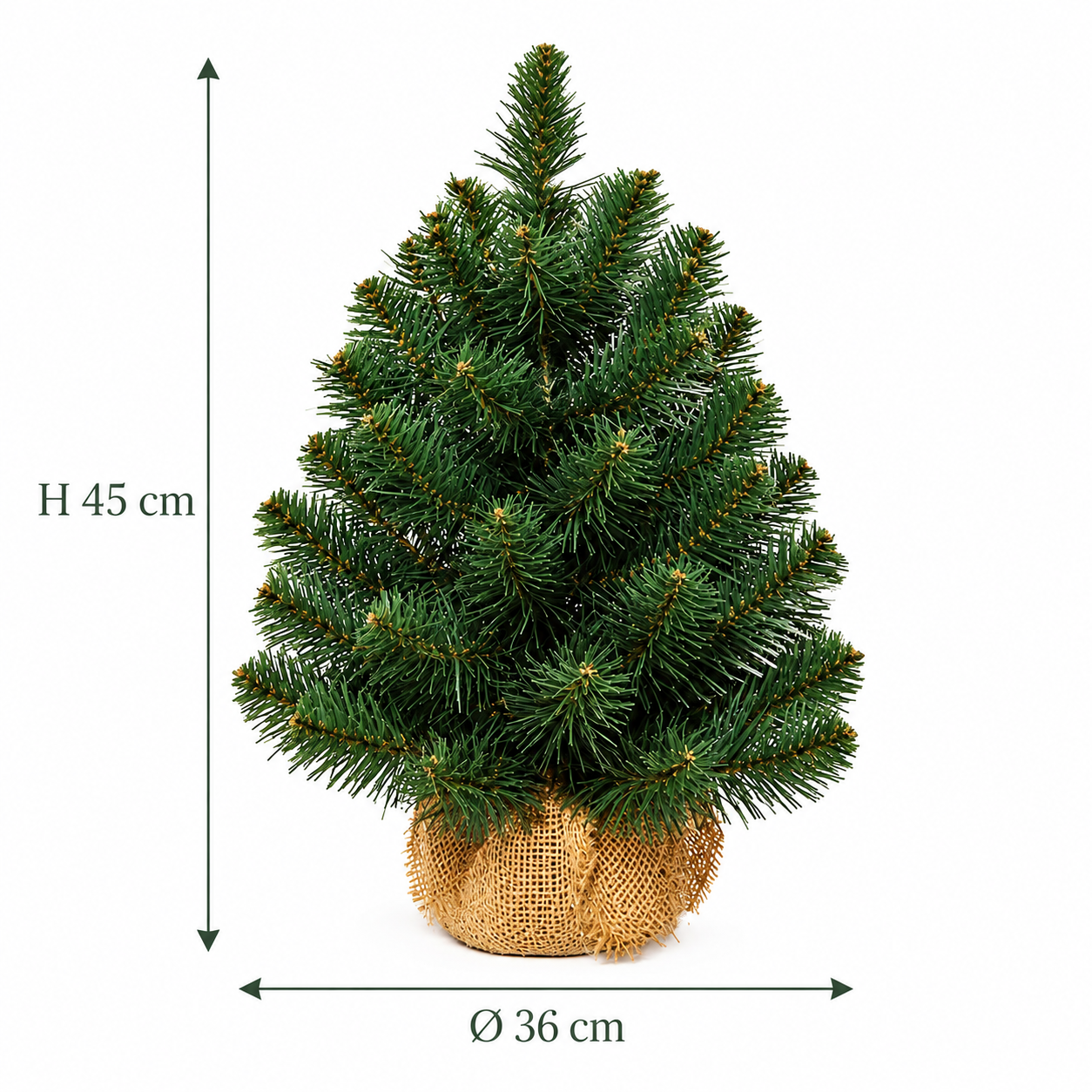 Künstlicher Weihnachtsbaum auf Sackleinen Topf H 45, 60 oder 90 cm