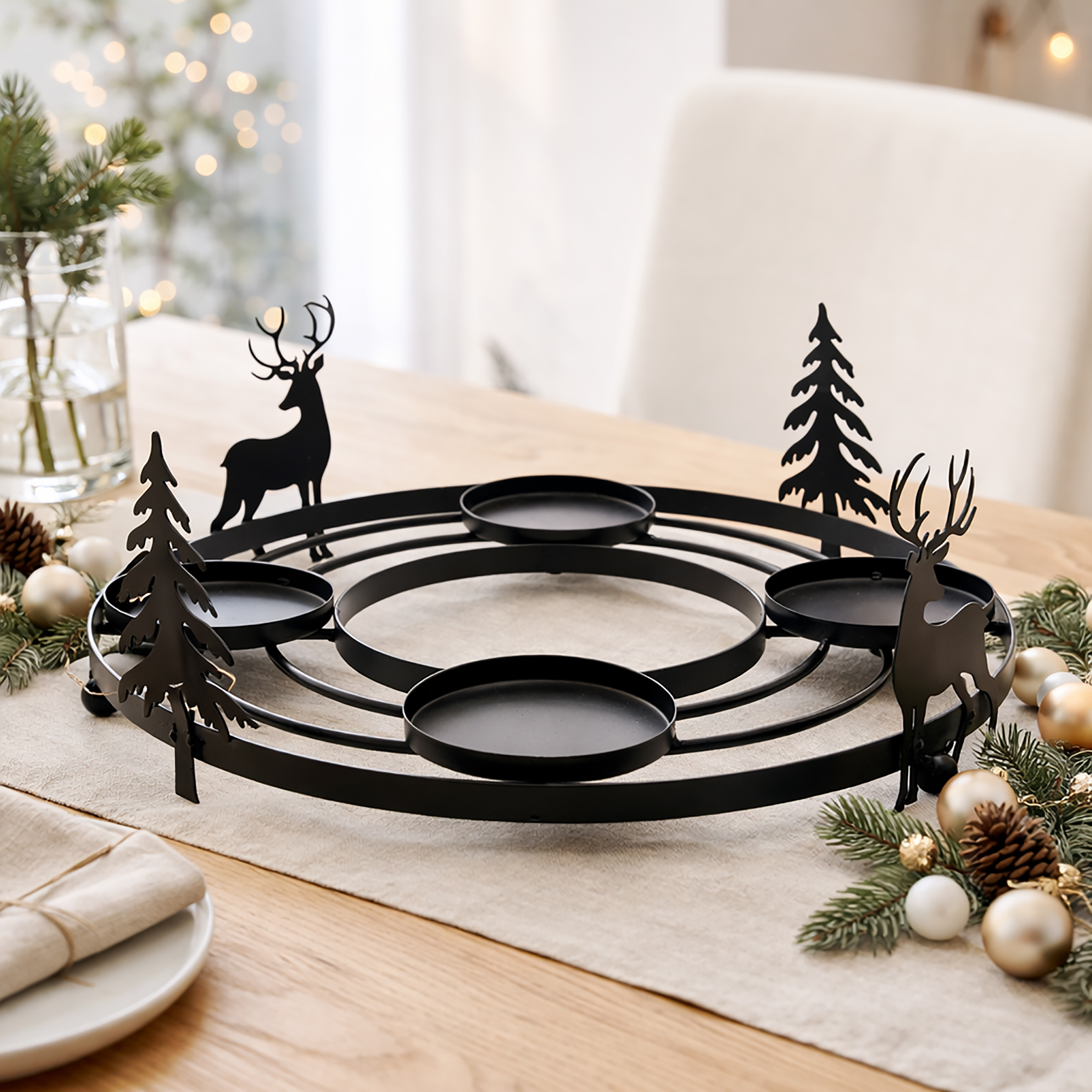 Adventskranzhalter "Freja" aus Metall - Ø 36 cm