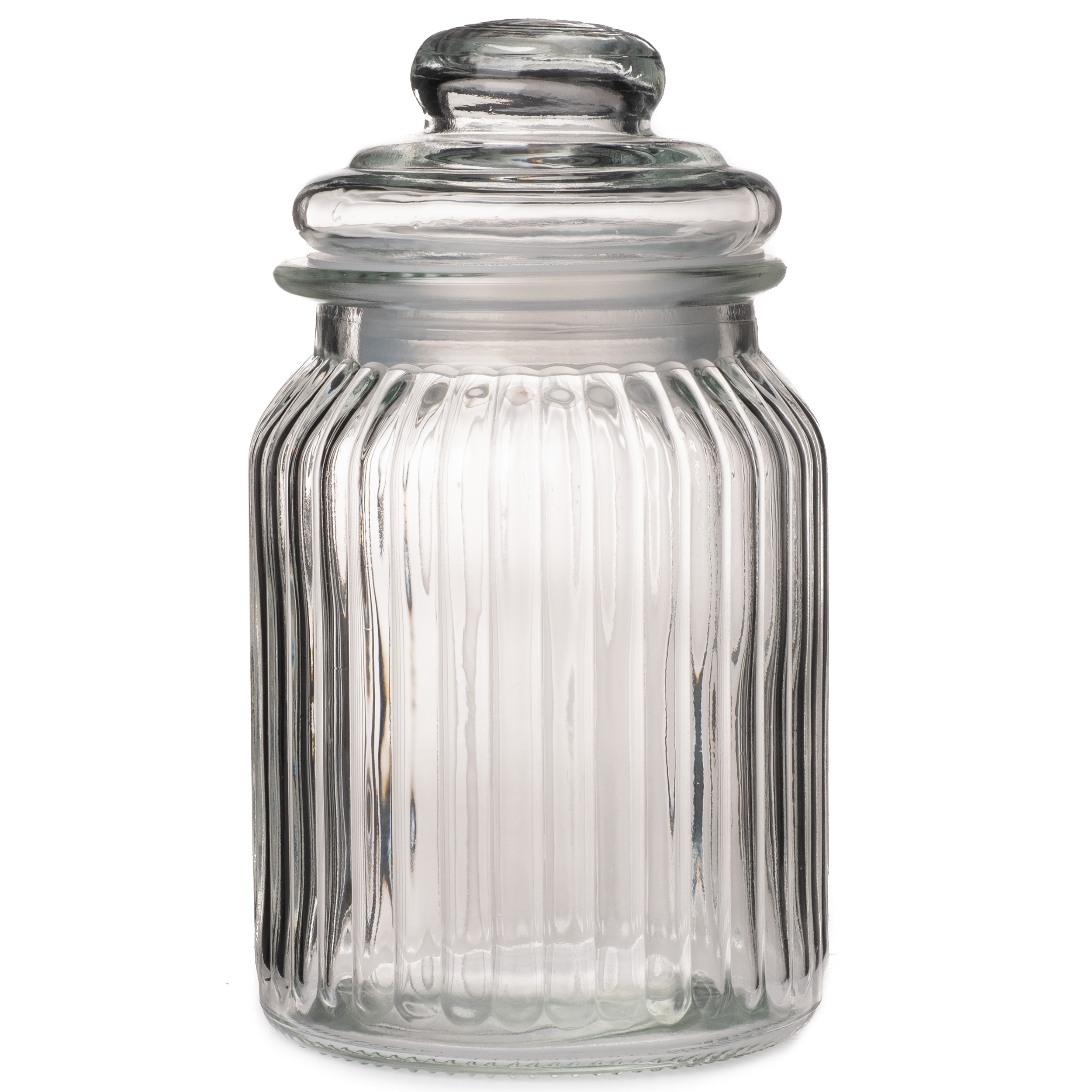 Vorratsgläser mit Deckel aus Glas - geriffelte Optik