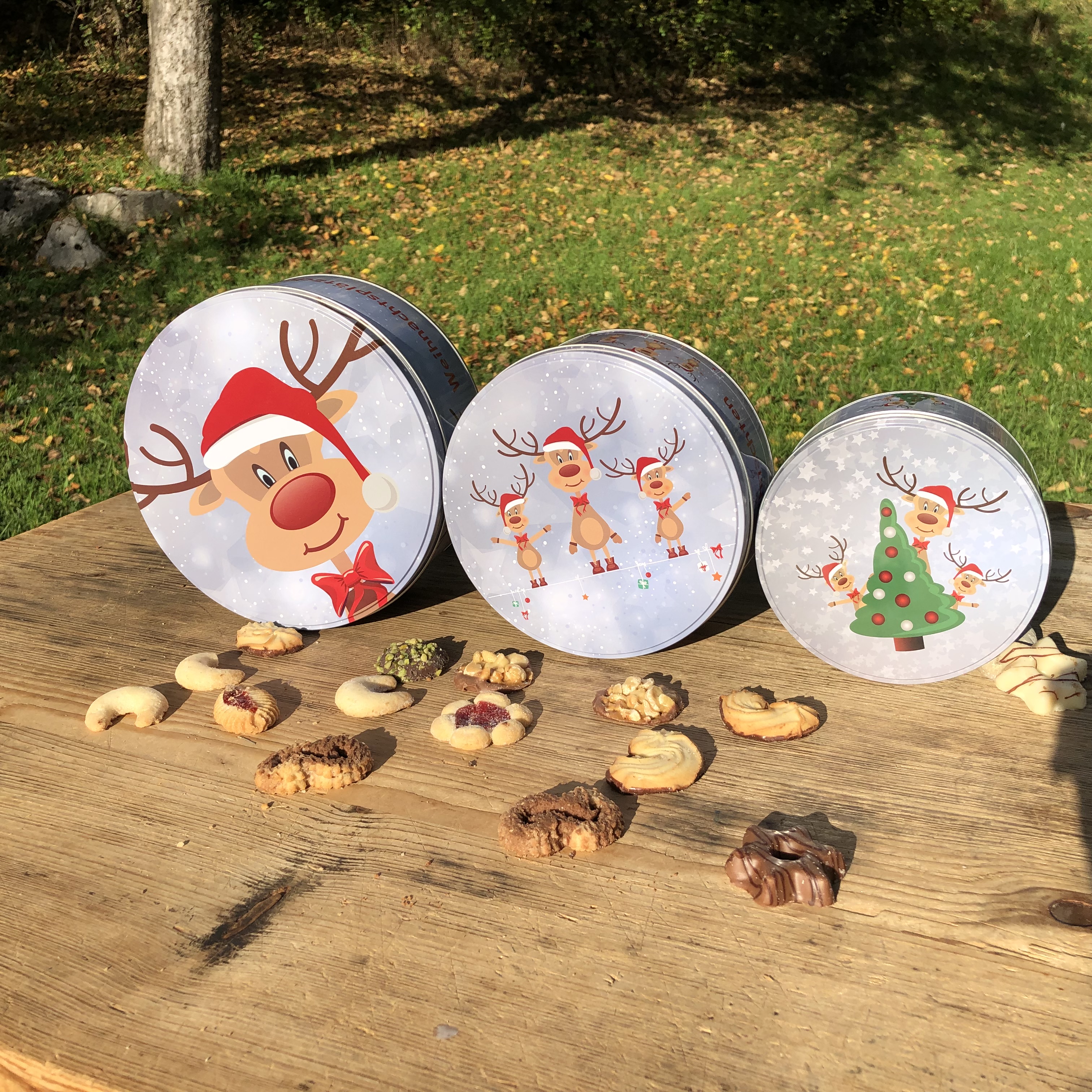 3-tlg. Set Gebäckdosen mit weihnachtlichen Motiven