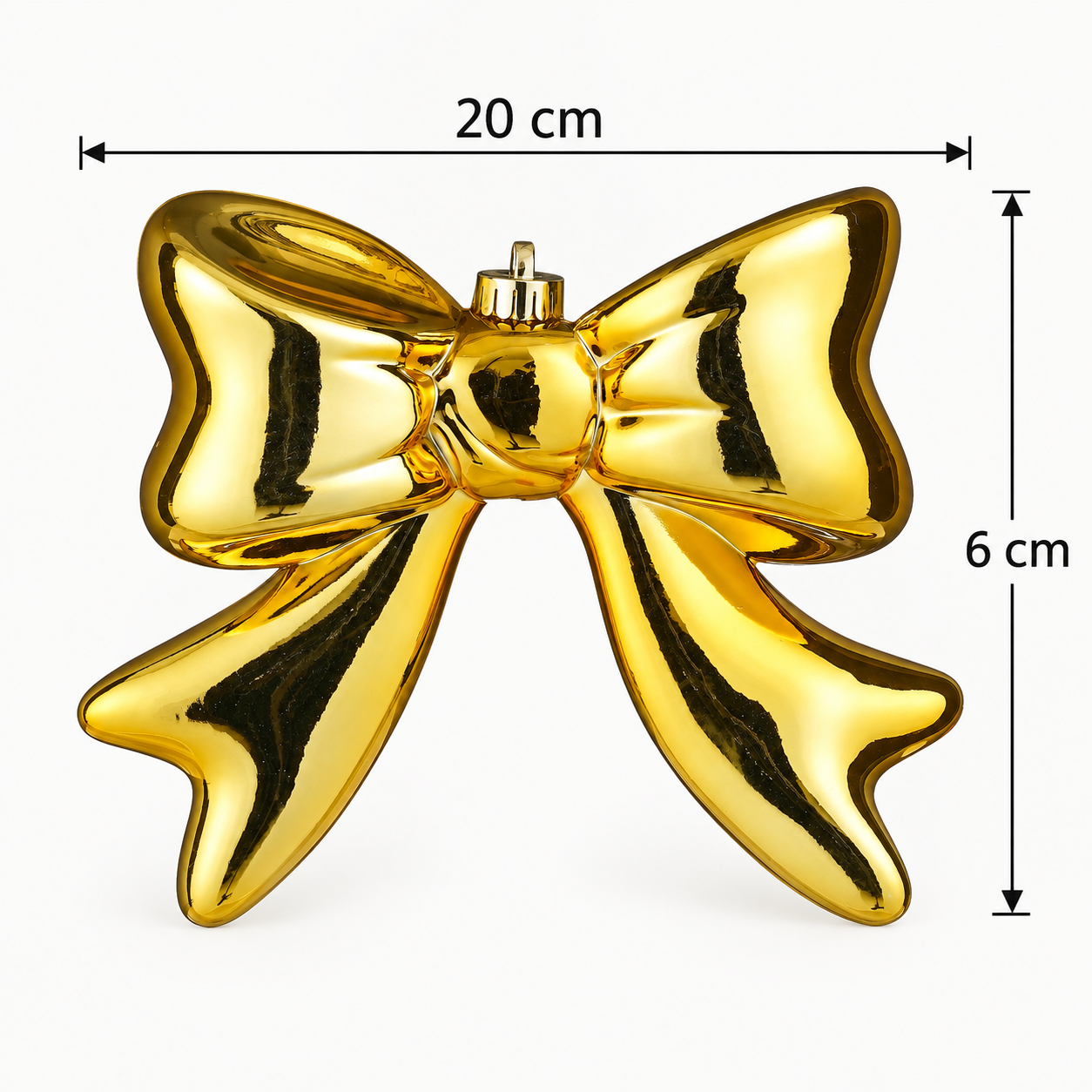 Weihnachtliche Schleifen aus Kunststoff 3D Rot Gold zum Aufhängen 8,5 oder 20 cm