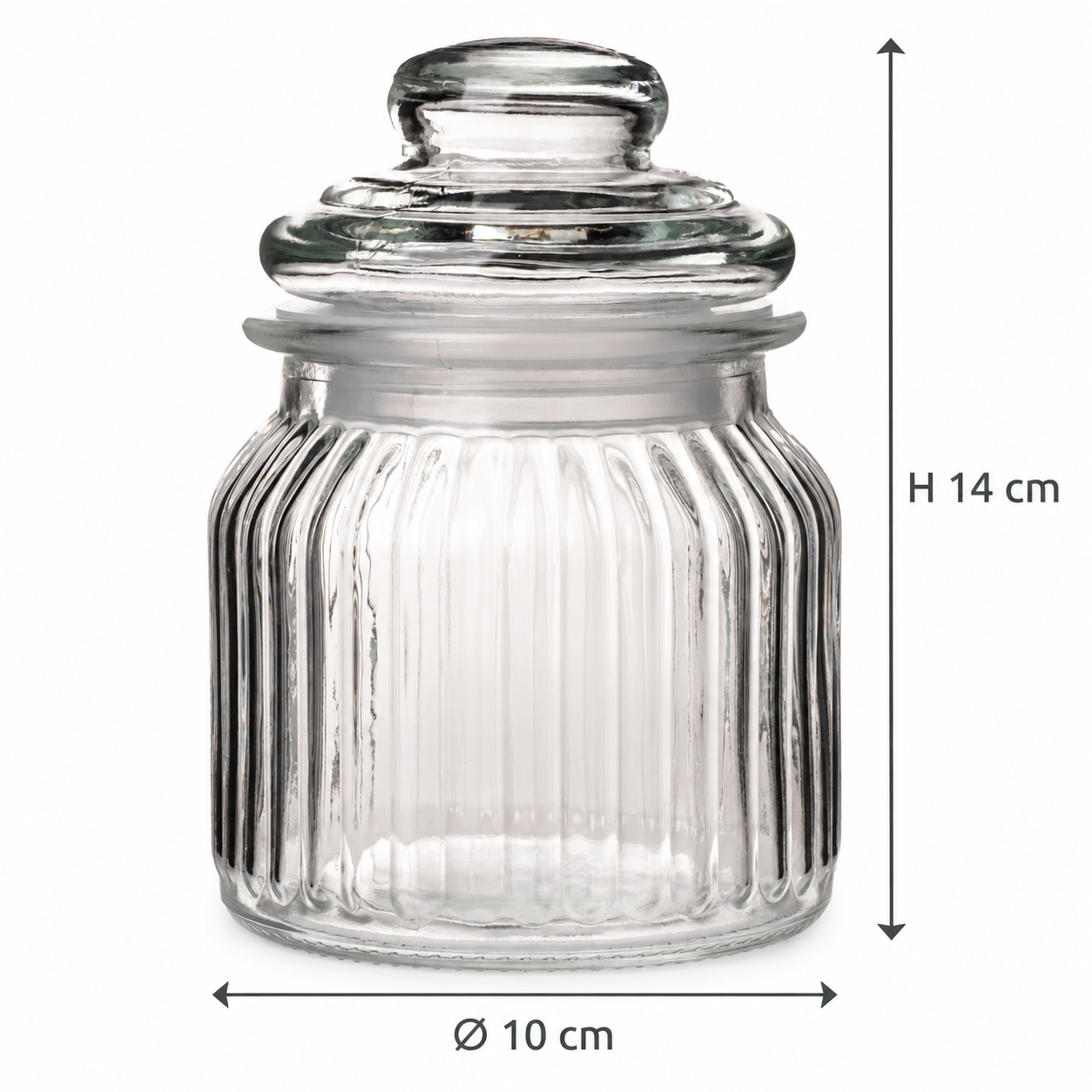 Vorratsgläser mit Deckel aus Glas - geriffelte Optik