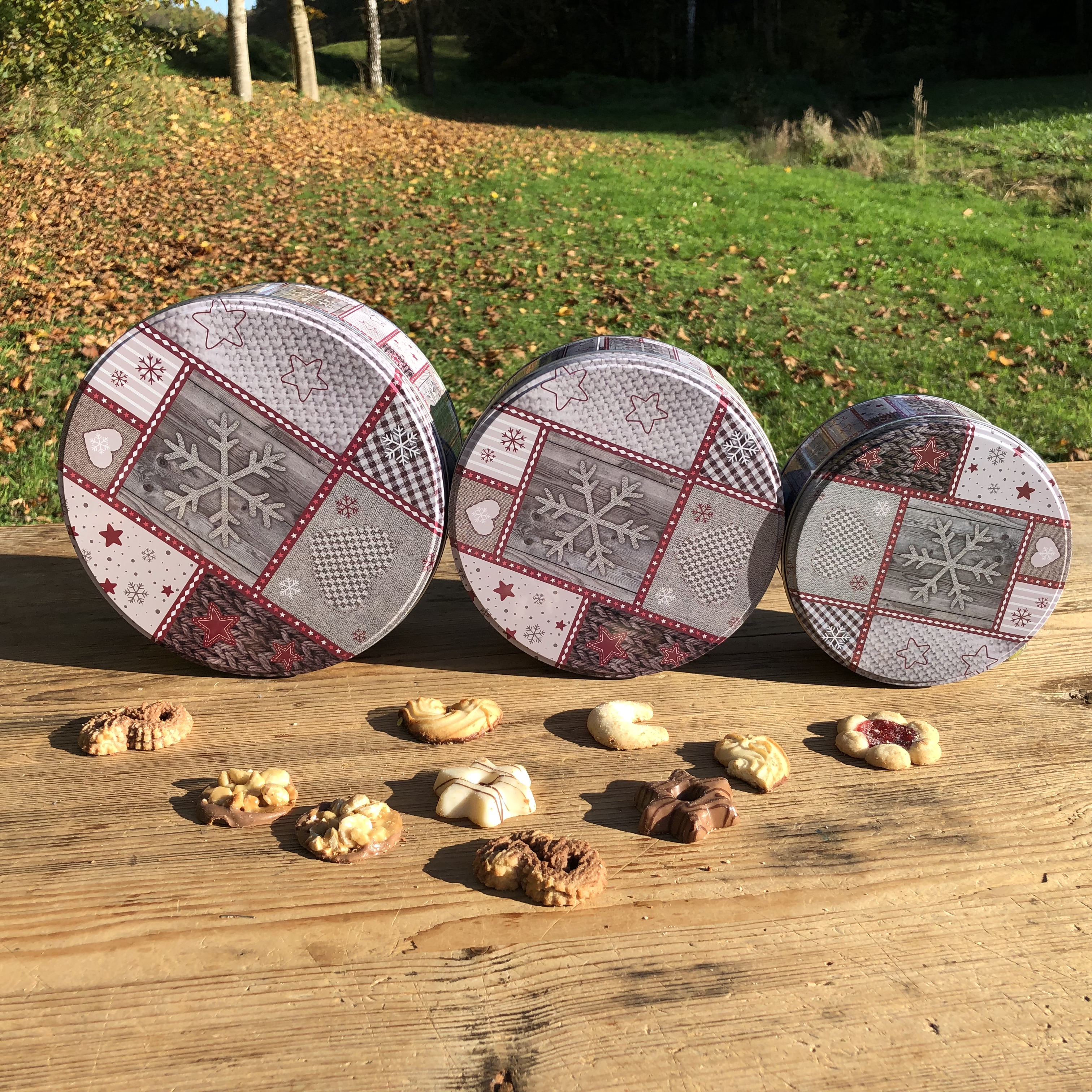 3-tlg. Set Gebäckdosen mit weihnachtlichen Motiven
