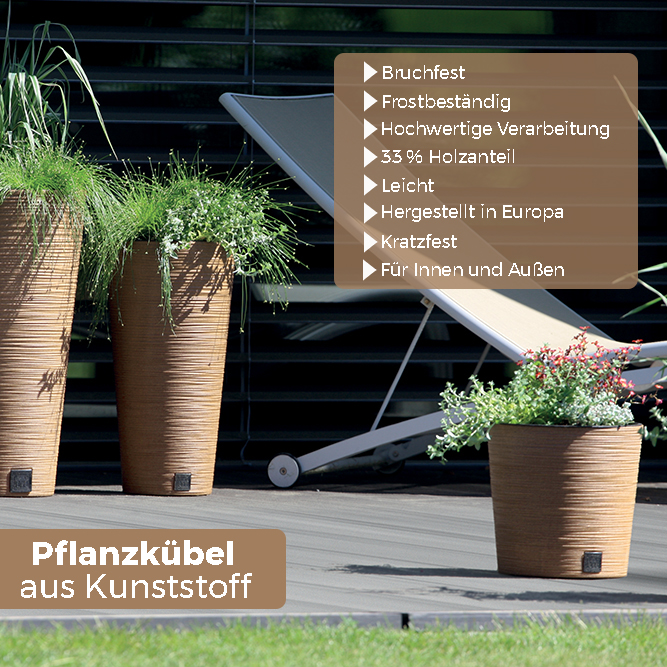 Pflanzsäule - Blumentopf FURU Slim - ECO Wood - mit natürlichem Holzanteil