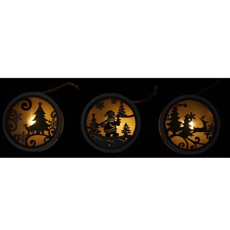 Nostalgische Weihnachtshänger aus Holz mit LED zum Hängen