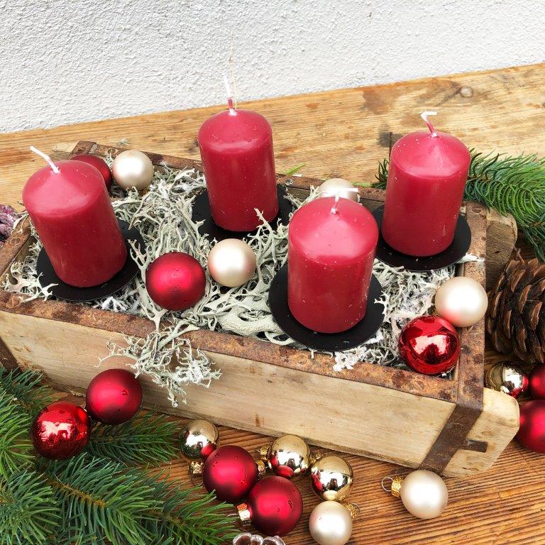 4 x Kerzenhalter aus Metall mit Pick für Adventskranz