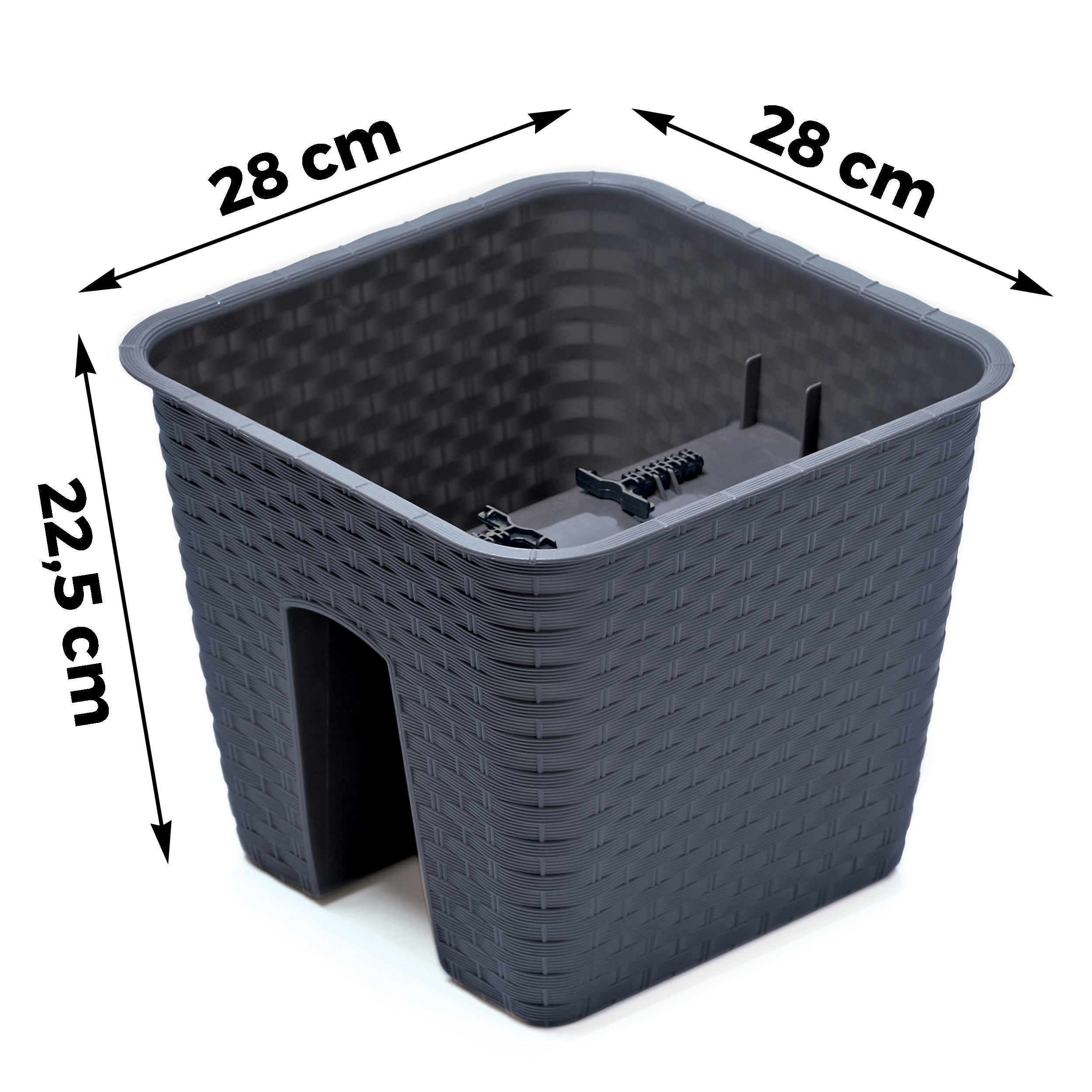 Ratolla "Square" Blumenkasten für Geländer in Rattan-Optik