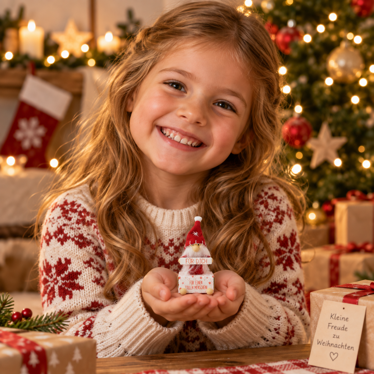 Wichtel "Weihnachtsgeld" auf Box für Geldgeschenke 4 x 5 x 10 cm