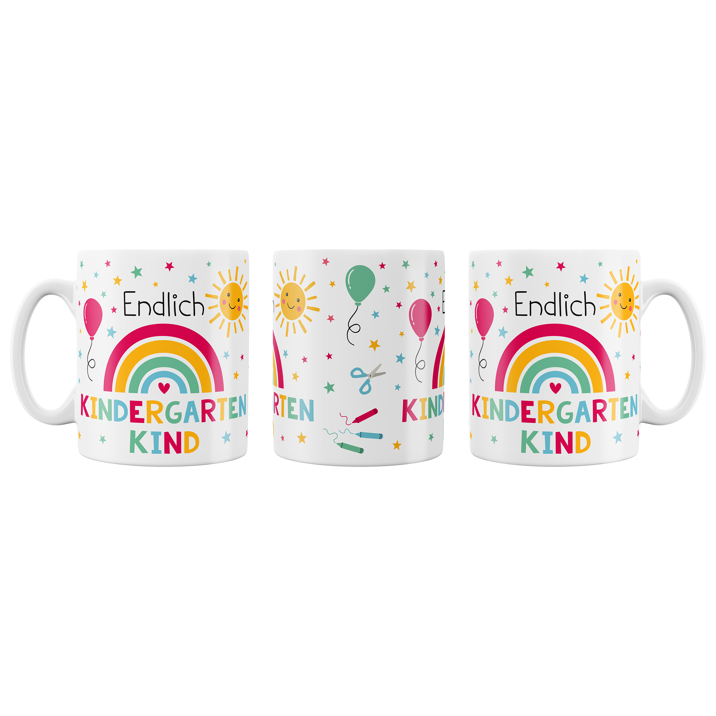 Tasse "Endlich Kindergarten Kind" 300 ml aus Keramik