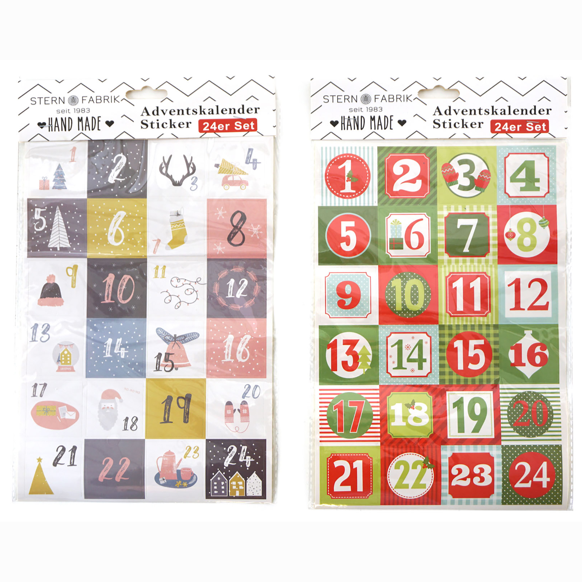 DIY Adventskalender mit 24 braunen Beuteln und Zahlensticker von 1-24