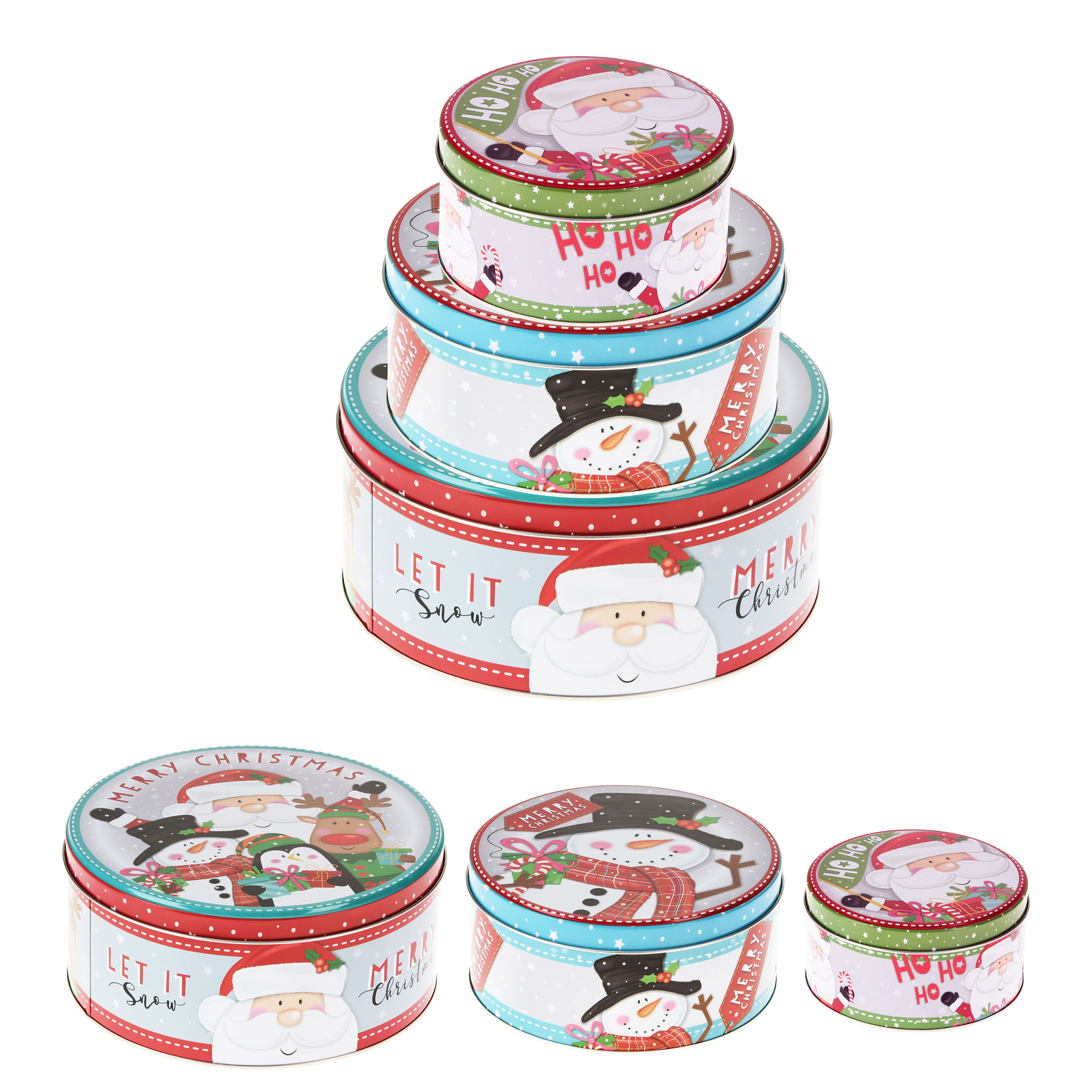 3er Set Gebäckdose - Plätzchendose Ø 20 cm /16,5 cm /14 cm