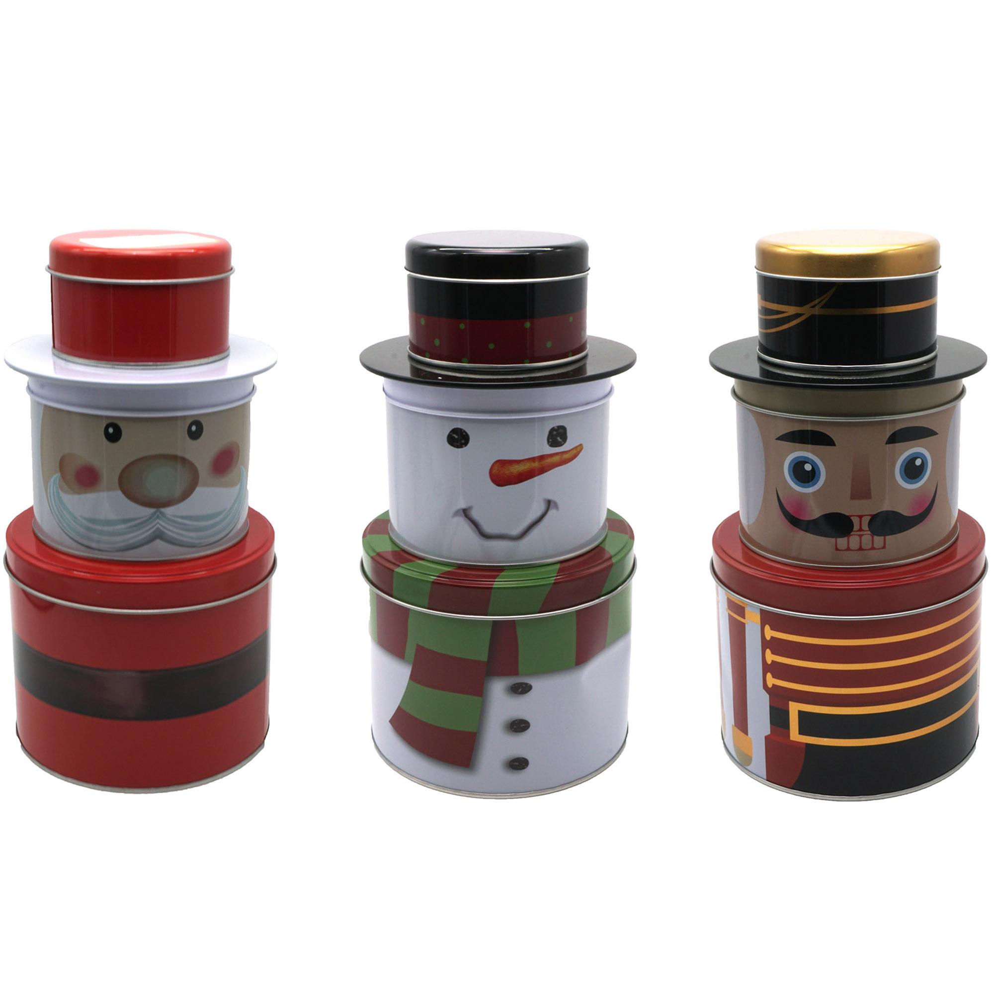 3-tlg. Set Gebäckdosen aus Metall als Weihnachtsfigur
