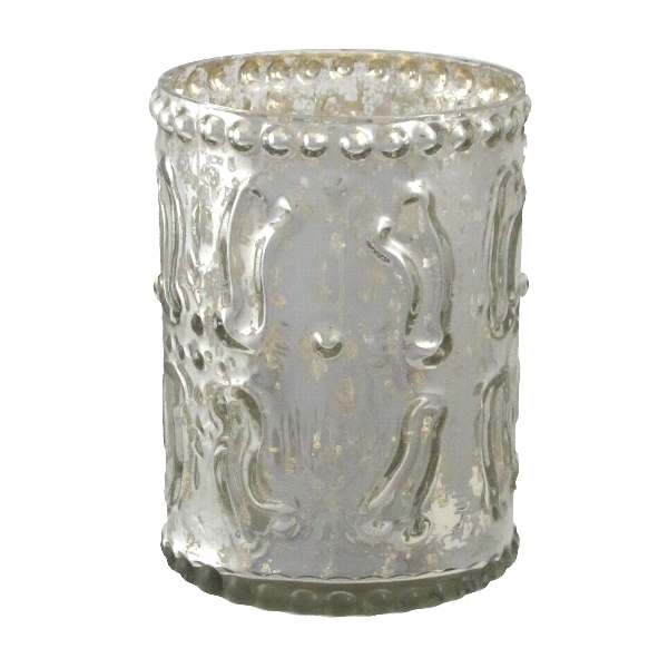 Windlichter "Latona" im Antik-Finish - Bauernsilber H 10 cm / Ø 8 cm