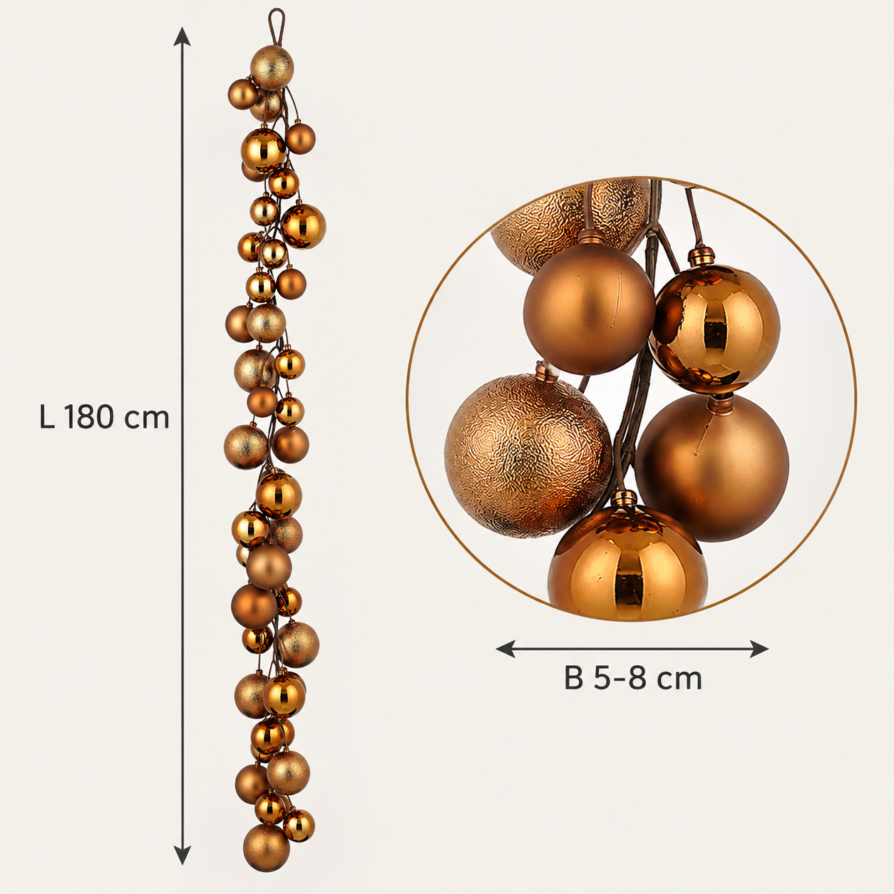 Girlande Weihnachten aus Kunststoff - L 180 cm - wetterfest