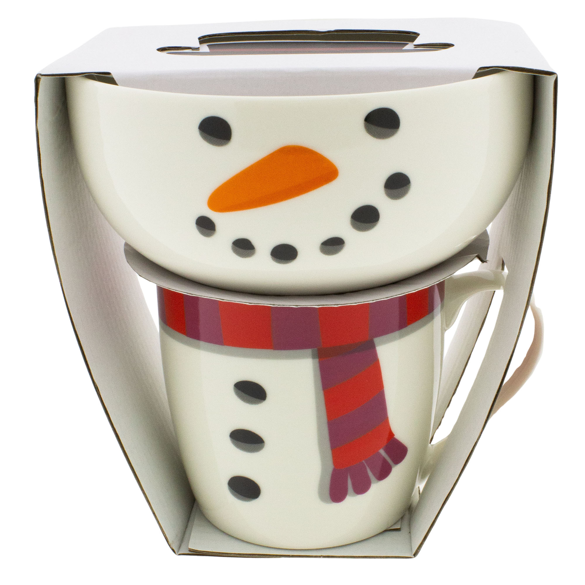 2-tlg. Set Weihnachtsgeschirr  - Becher und Schale aus Porzellan in weihnachtlichem Outfit