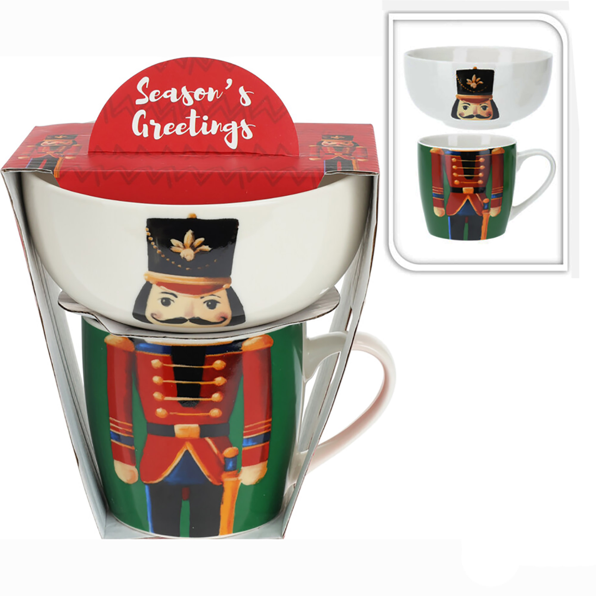 2-tlg. Set Weihnachtsgeschirr  - Becher und Schale aus Porzellan in weihnachtlichem Outfit