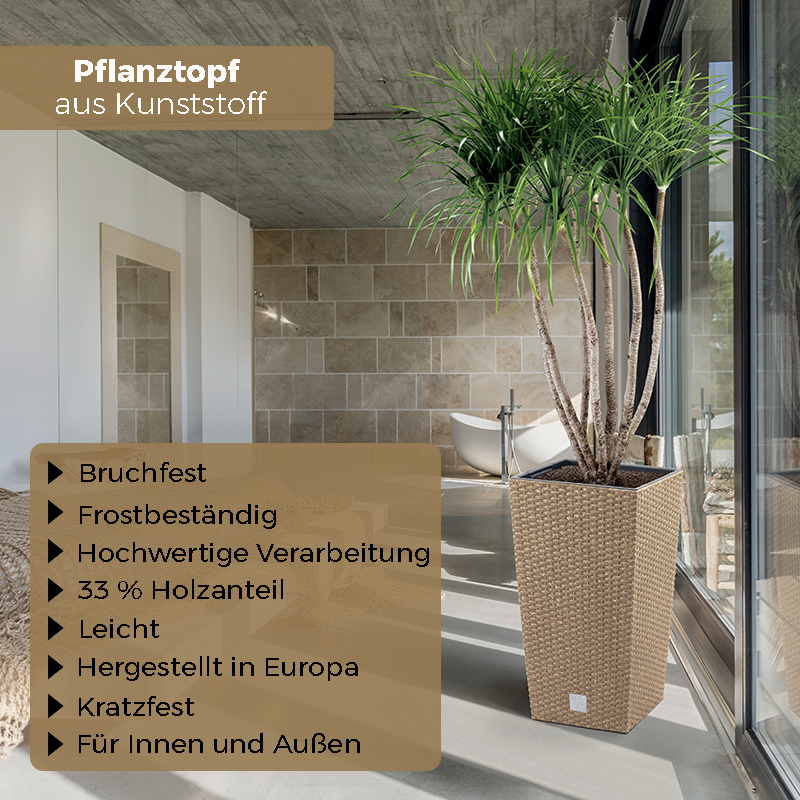 Pflanzsäule - Blumentopf FURU Slim - ECO Wood - mit natürlichem Holzanteil