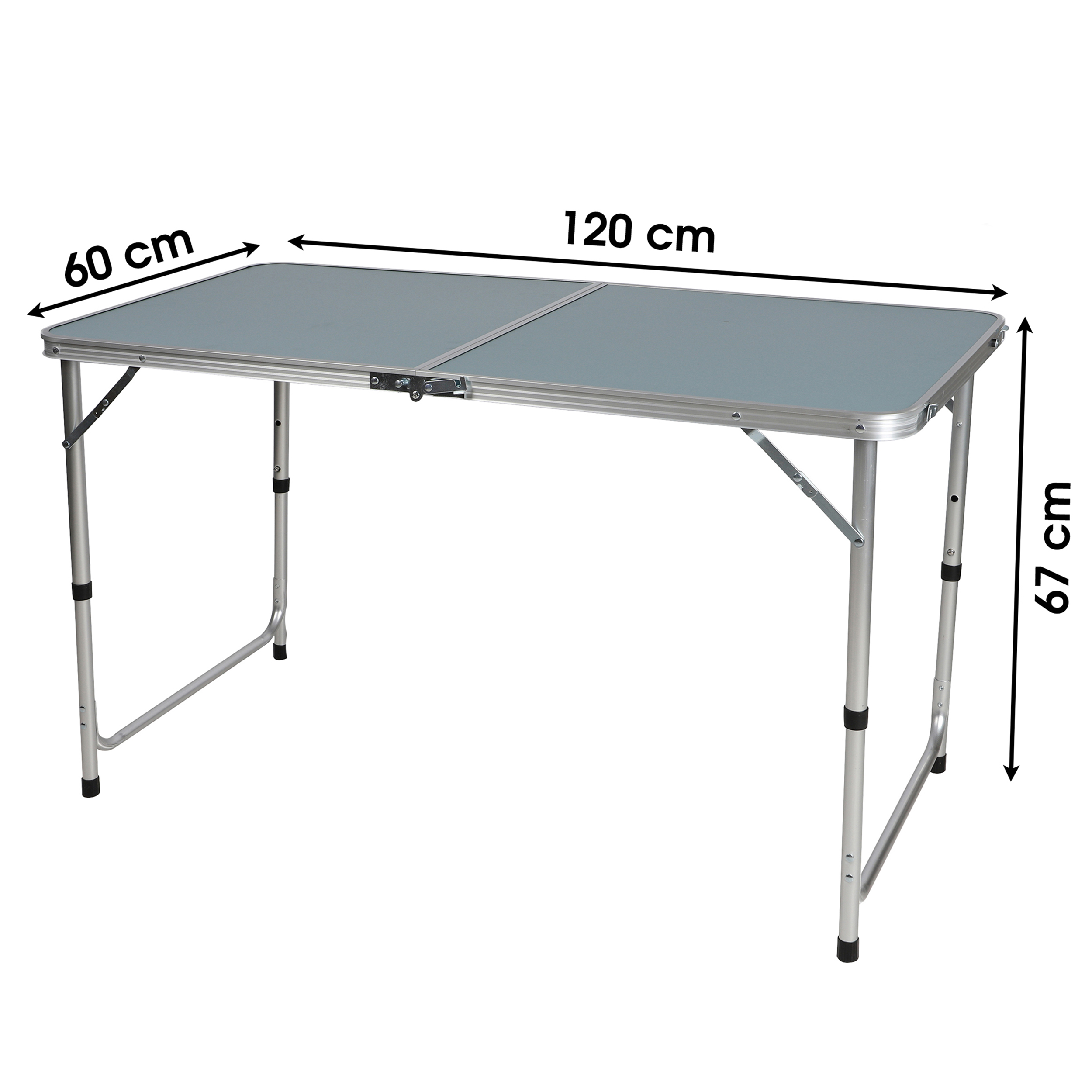 Großer Camping-Tisch zusammenklappbar mit Tragegriff 120 x 60 x 67 cm