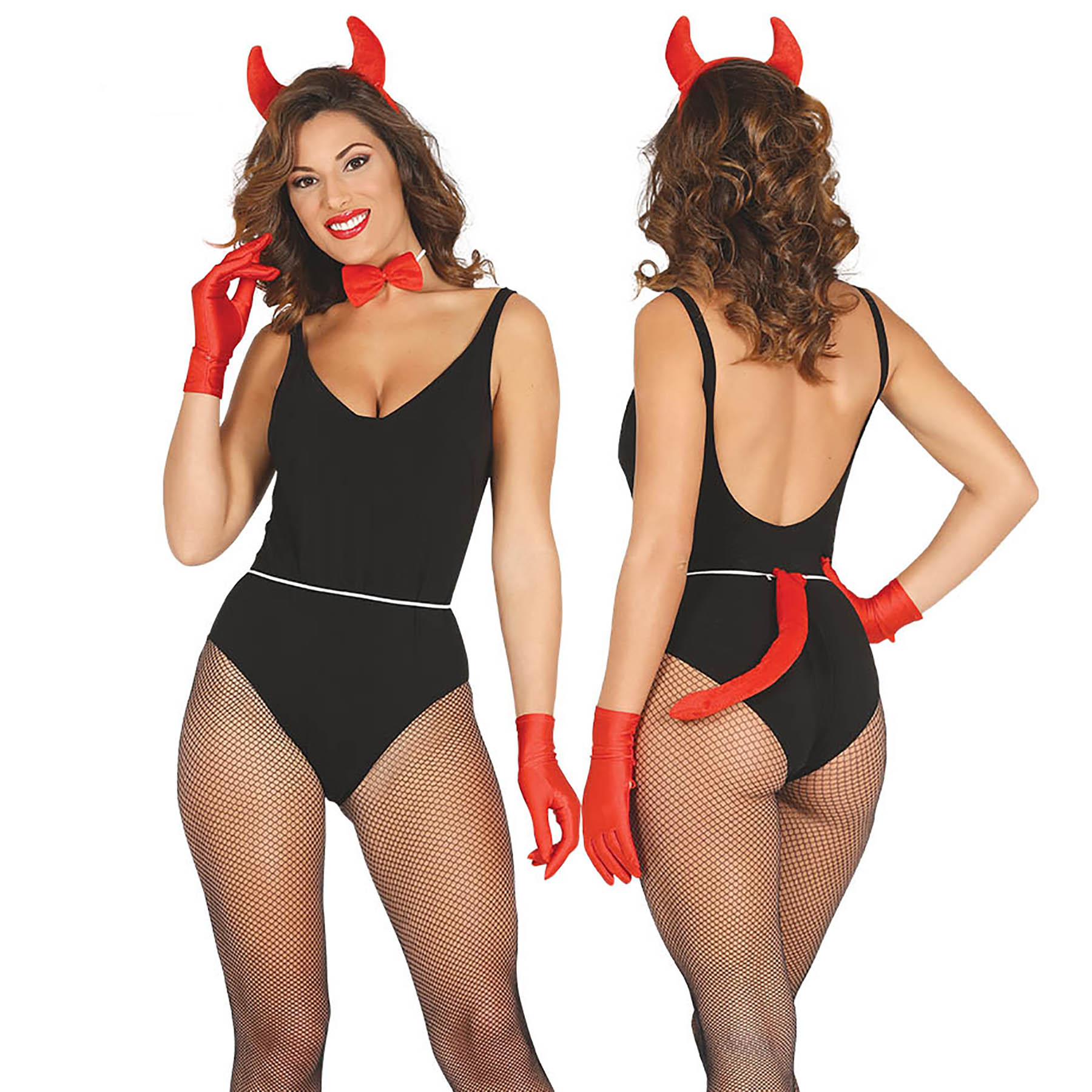 3 tlg. Verkleidungs-Set sexy als Teufel, Leopard, Tiger und Katze