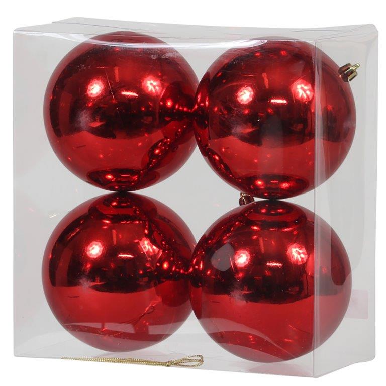 XL Weihnachtskugeln aus Kunststoff Ø 10-15 cm - Rot - Outdoor - EXTRA ROBUST