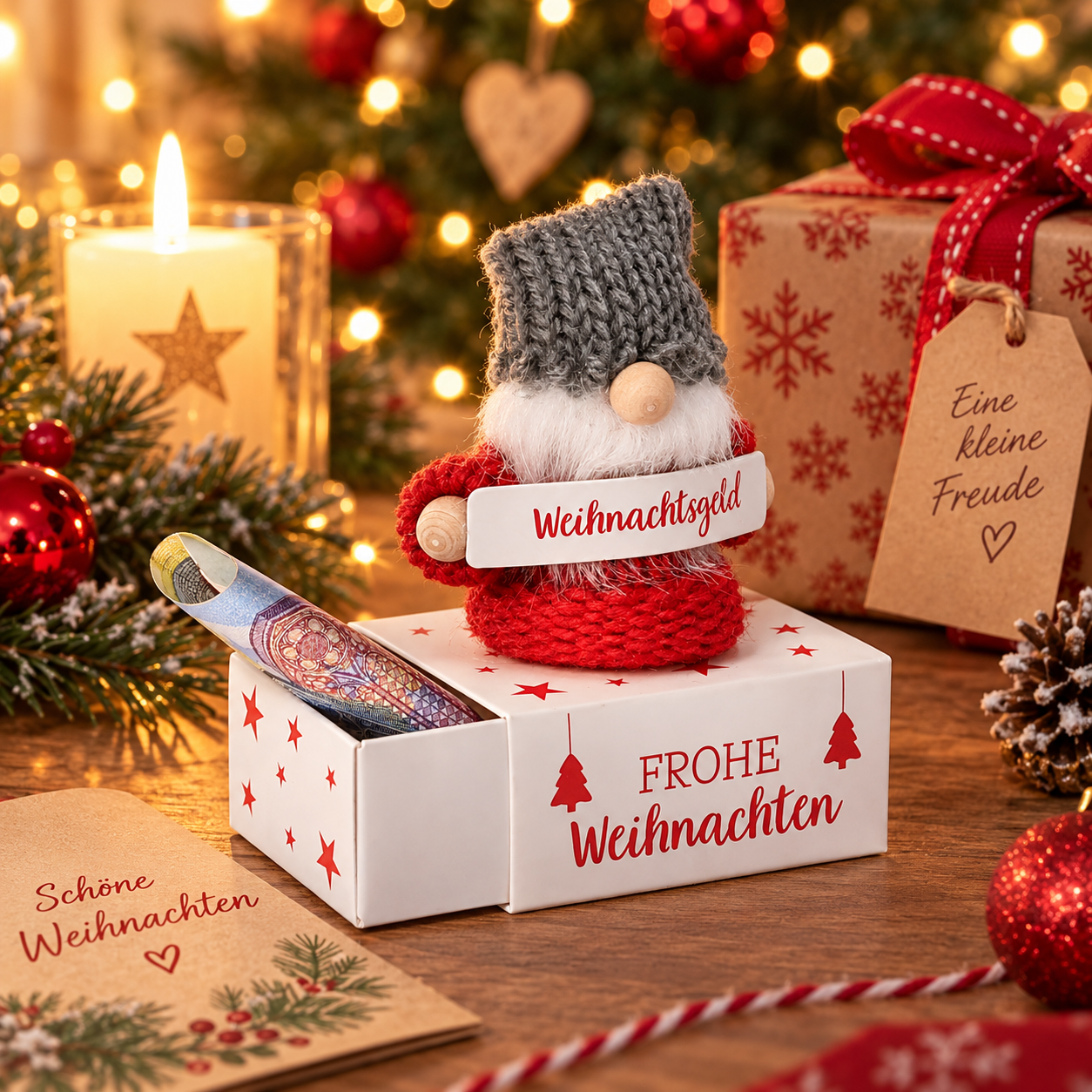 Wichtel mit Box für Geldgeschenke 5 x 10 cm