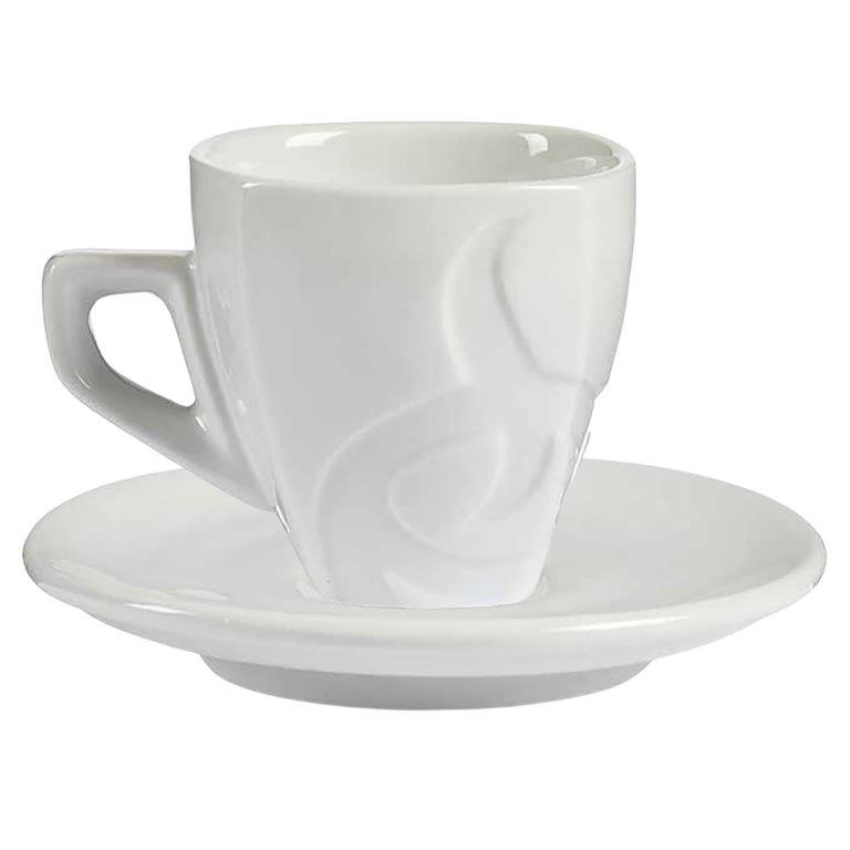 6 x Tassen mit Unterteller aus Porzellan / 12-teilig