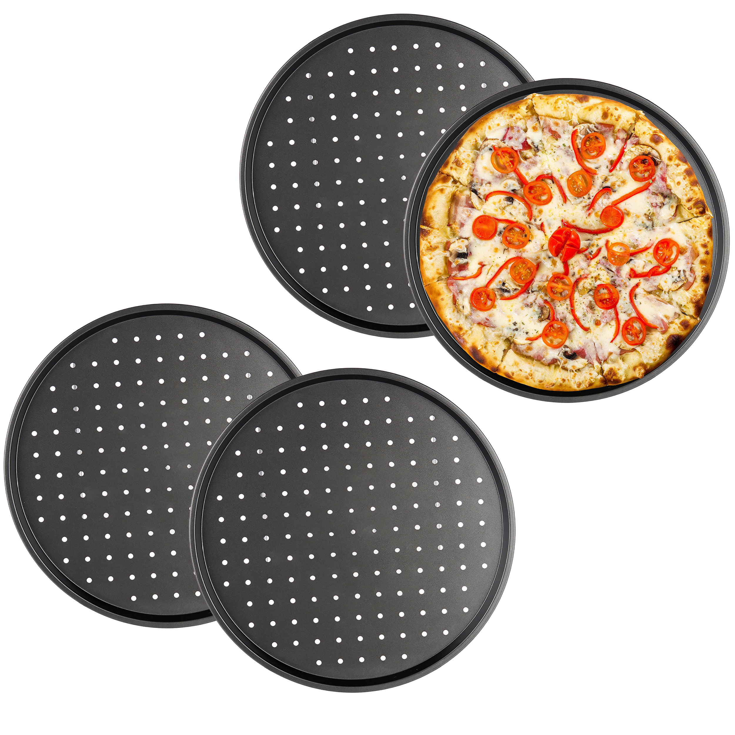 Pizzablech mit Löchern aus Carbonstahl Ø 33 cm