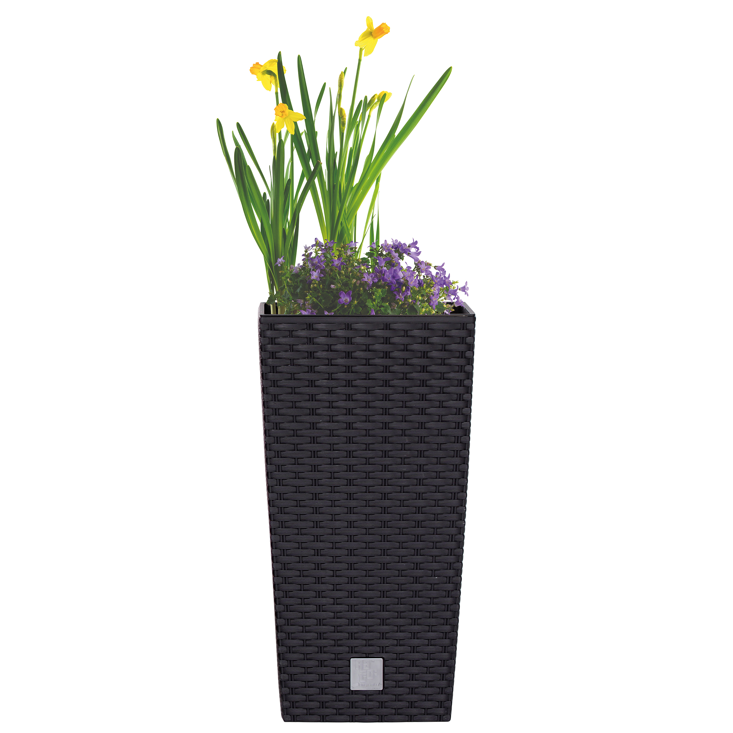 Blumentopf - Pflanzsäule RATO SQUARE in Rattan-Optik, wetterfest