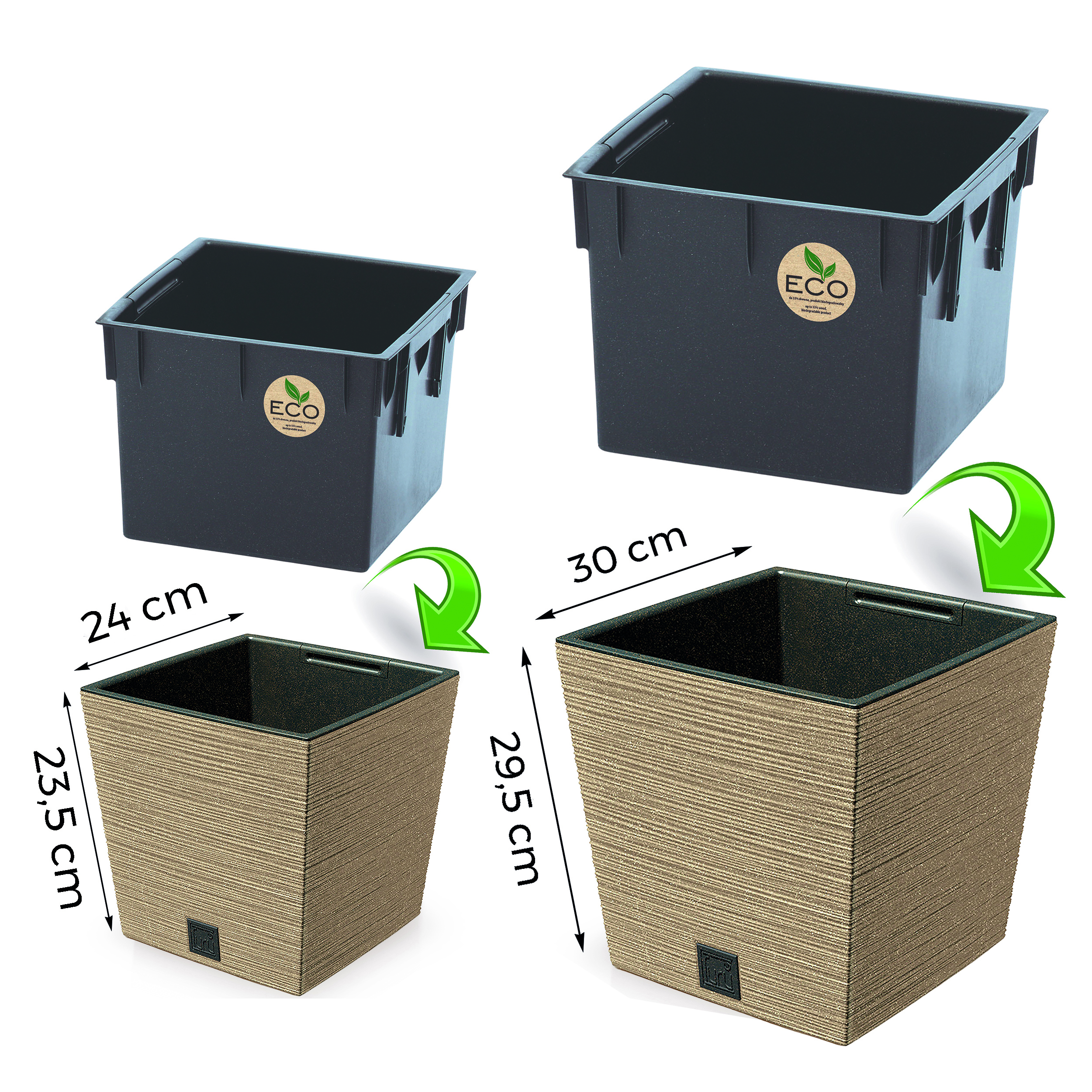 Blumentopf FURU Eco Wood mit 33% echtem Holzanteil