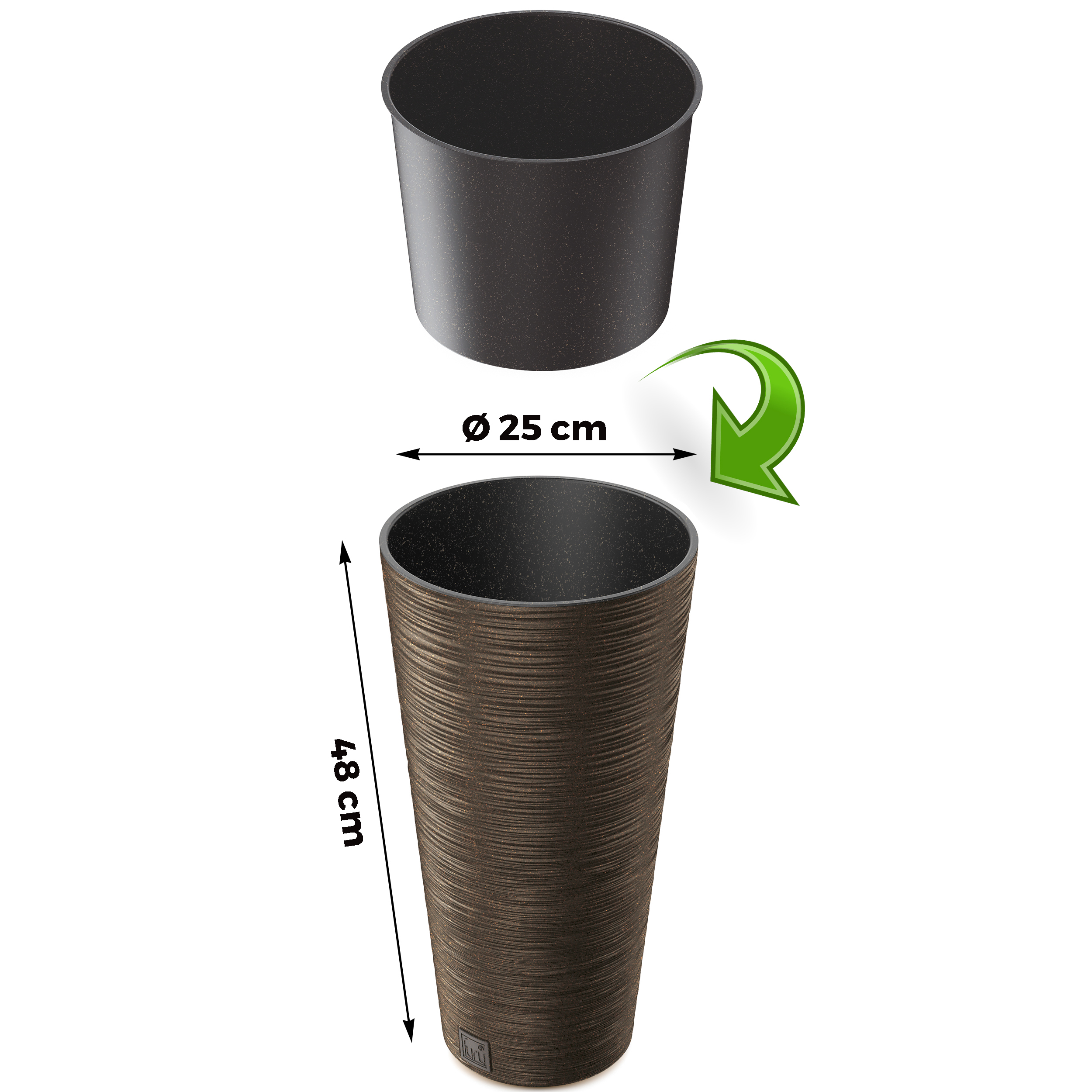 Pflanzsäule - Blumentopf FURU Slim - ECO Wood - mit natürlichem Holzanteil