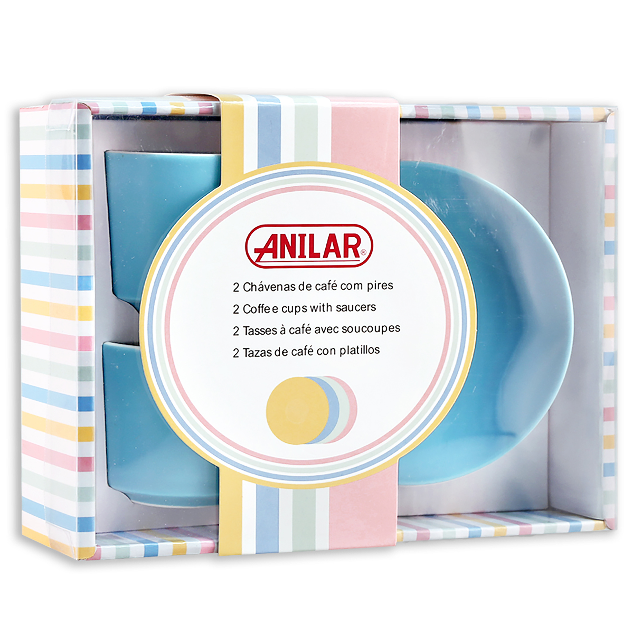 4-tlg. Espressotassen Set mit Unterteller aus Keramik 80 ml
