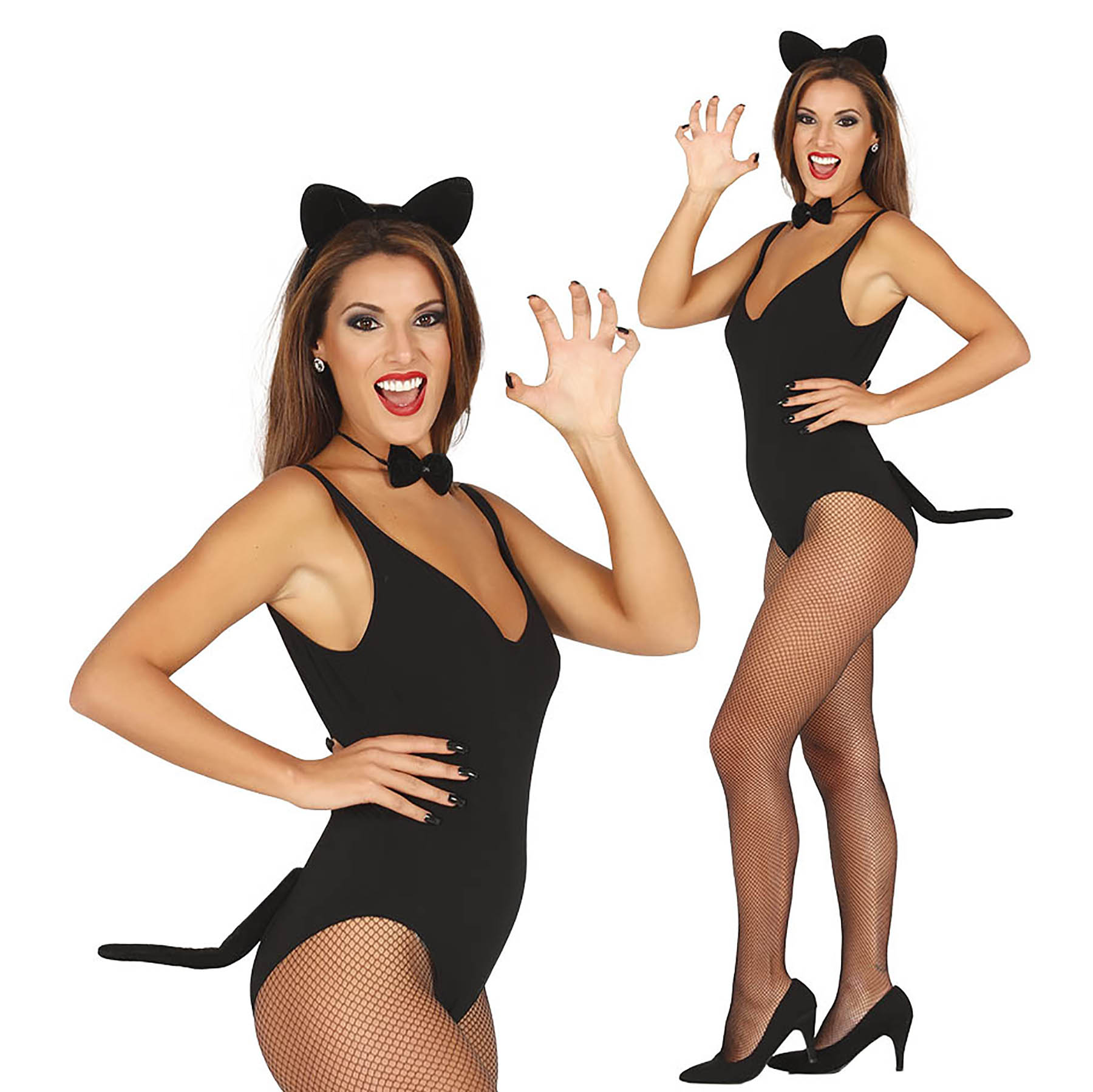 3 tlg. Verkleidungs-Set sexy als Teufel, Leopard, Tiger und Katze