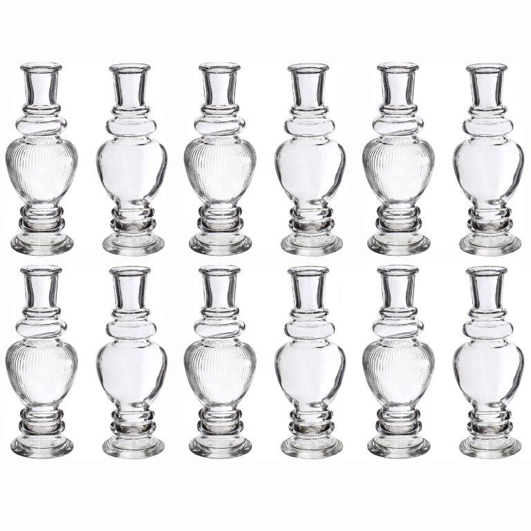 12 x kleine Glasvasen in stilvoller Optik