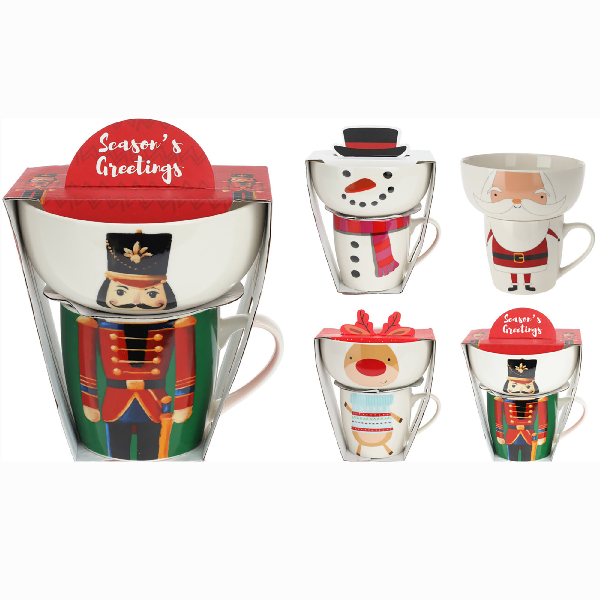 2-tlg. Set Weihnachtsgeschirr  - Becher und Schale aus Porzellan in weihnachtlichem Outfit
