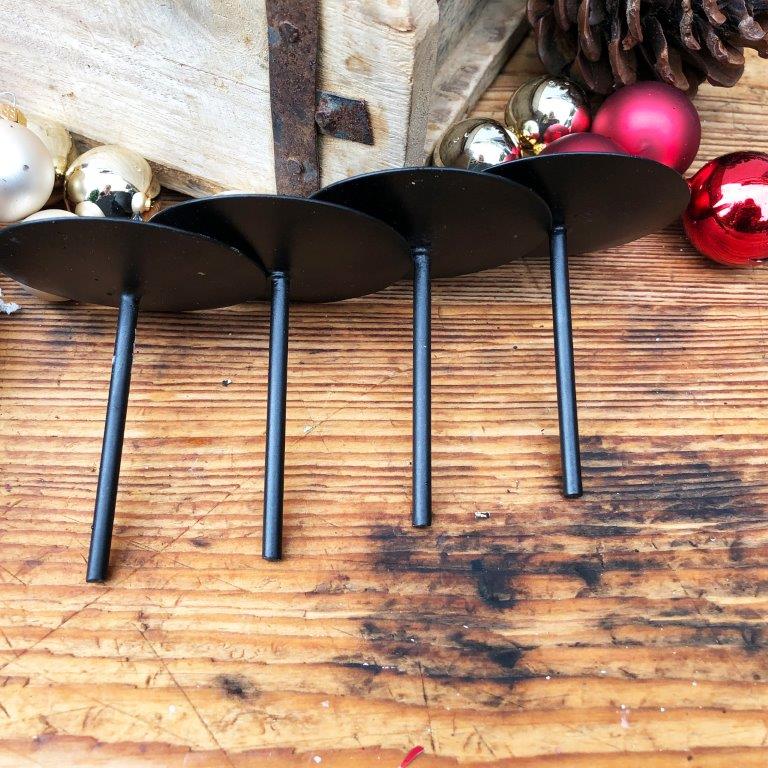 4 x Kerzenhalter aus Metall mit Pick für Adventskranz