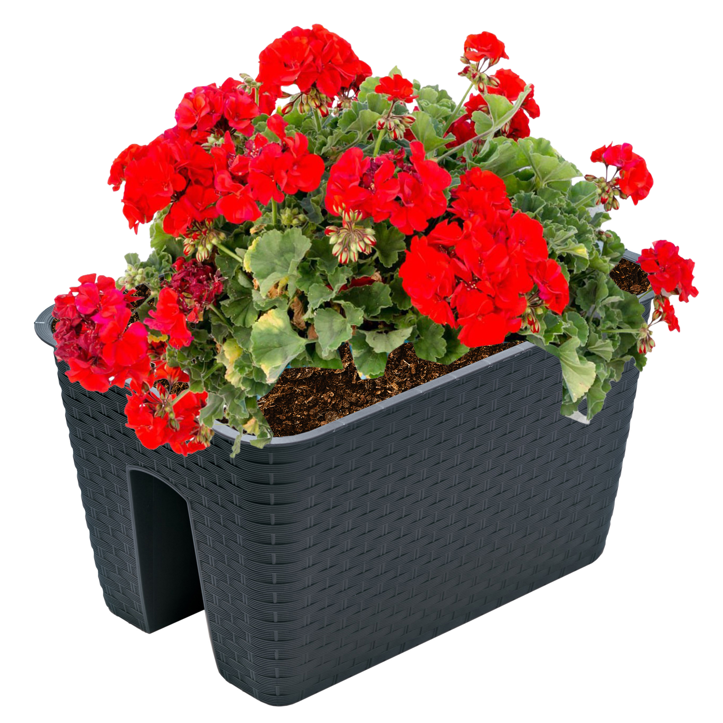 Ratolla "Square" Blumenkasten für Geländer in Rattan-Optik