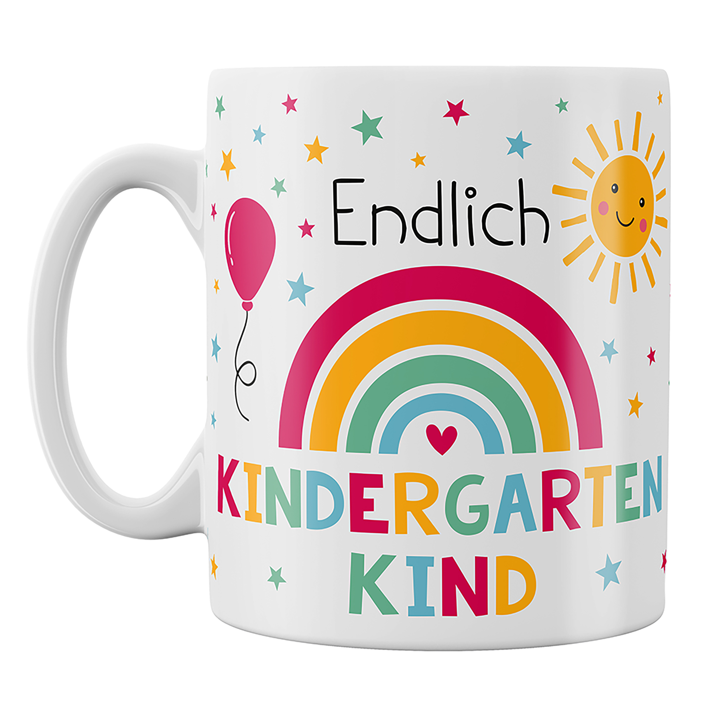 Tasse "Endlich Kindergarten Kind" 300 ml aus Keramik