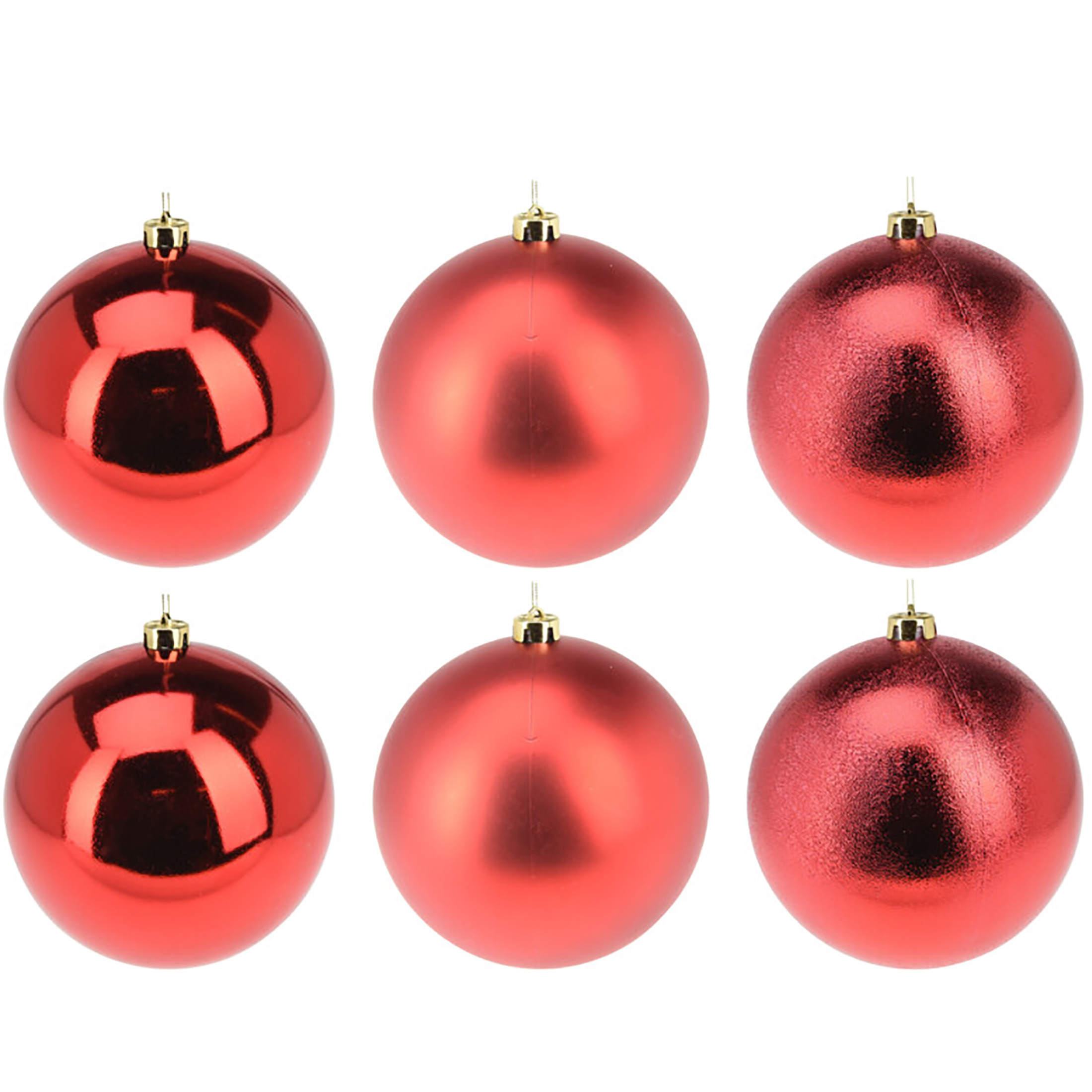 6-tlg Set XXL Weihnachtskugeln Ø 12 cm - für Draußen - Glanz/Matt/Glitter