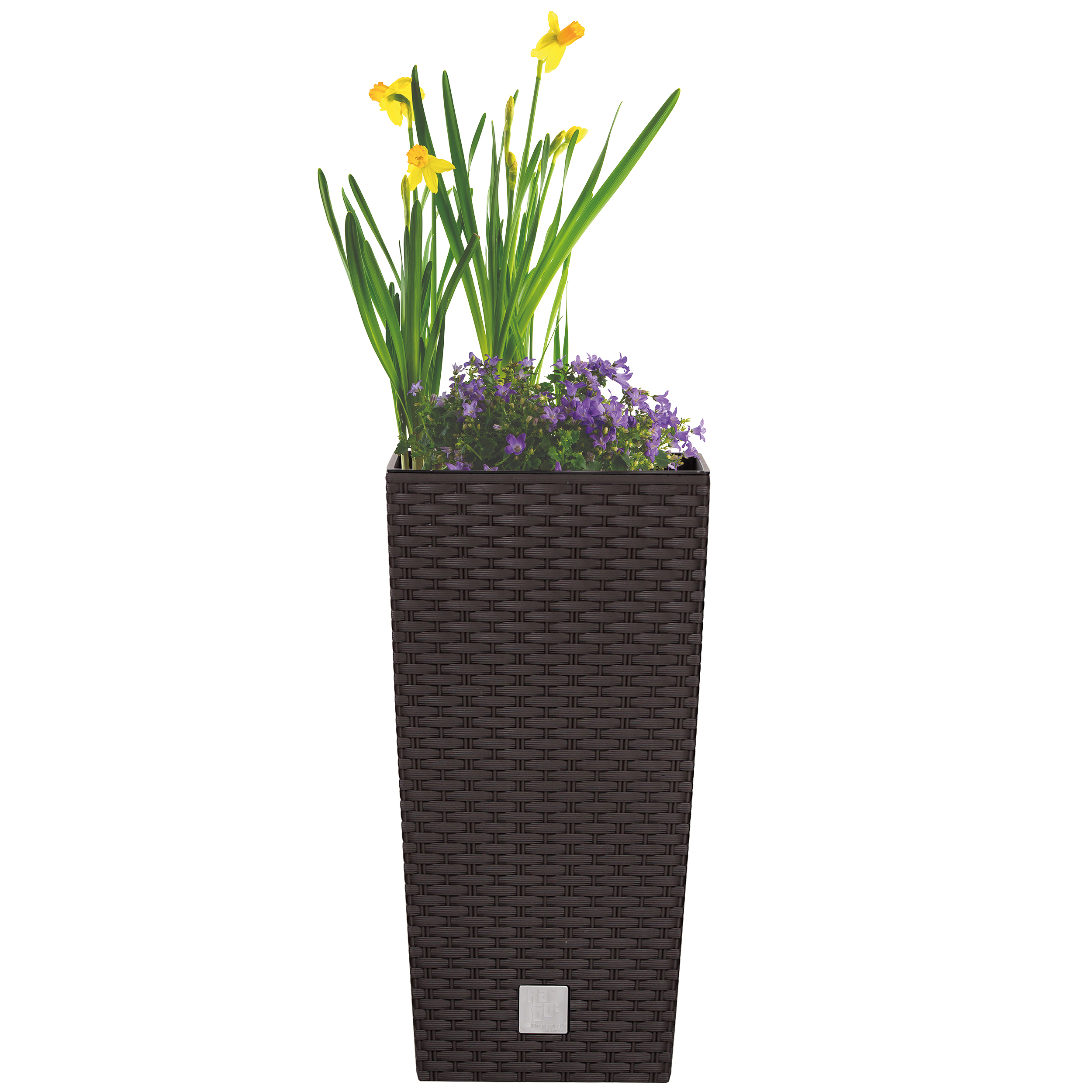 Blumentopf - Pflanzsäule RATO SQUARE in Rattan-Optik, wetterfest