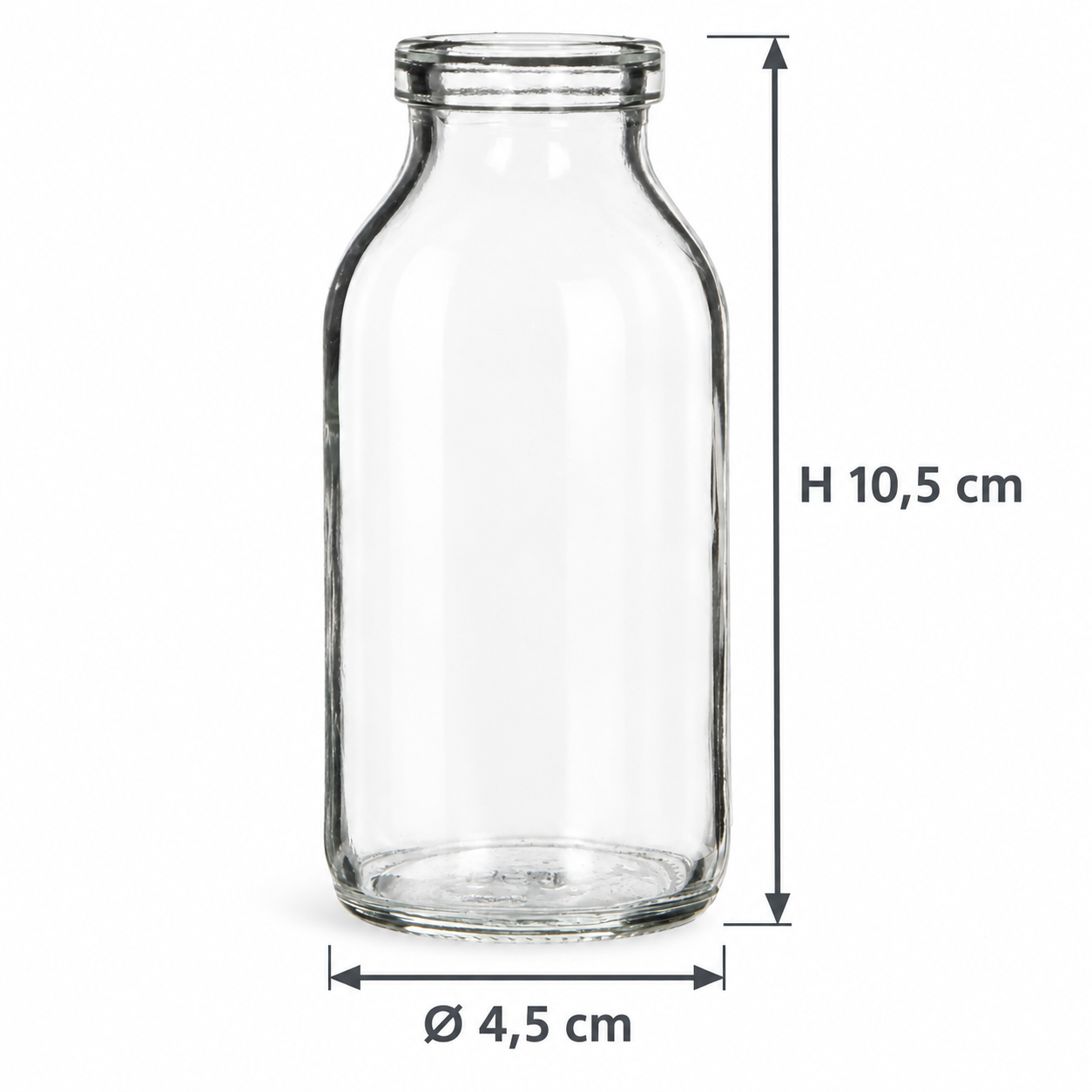 12 x Glasfläschchen - Vasen, cremefarbenes Band H 10,5 cm