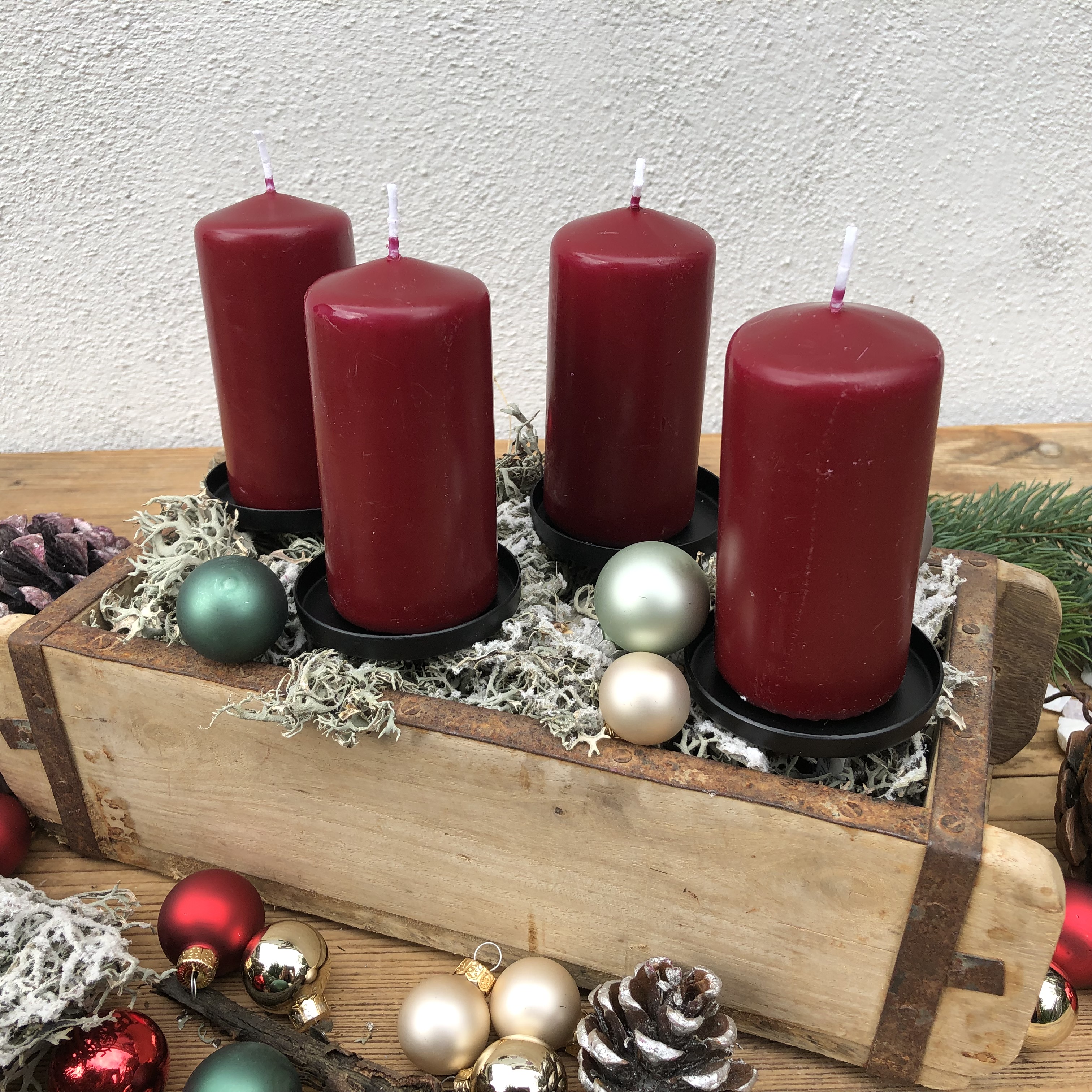 4 x Kerzenhalter aus Metall mit Pick für Adventskranz